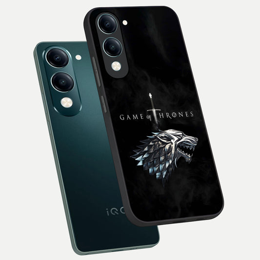 Throne Wolf Legacy phone case for iQOO Z10 lite showing premium glass back cover with detailed artwork