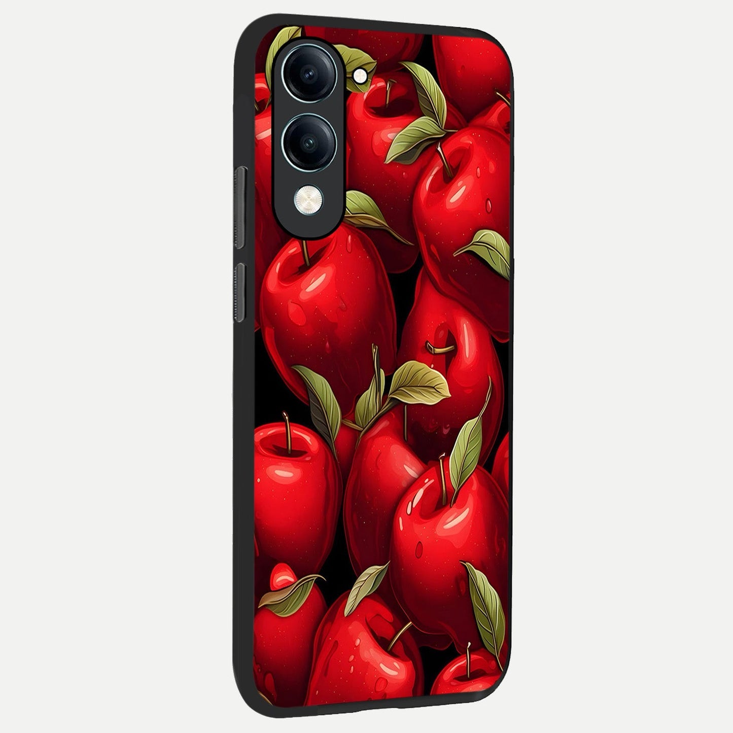 Apple Pattern back cover for iQOO Z10 lite slim fit glass case with vibrant aesthetic design
