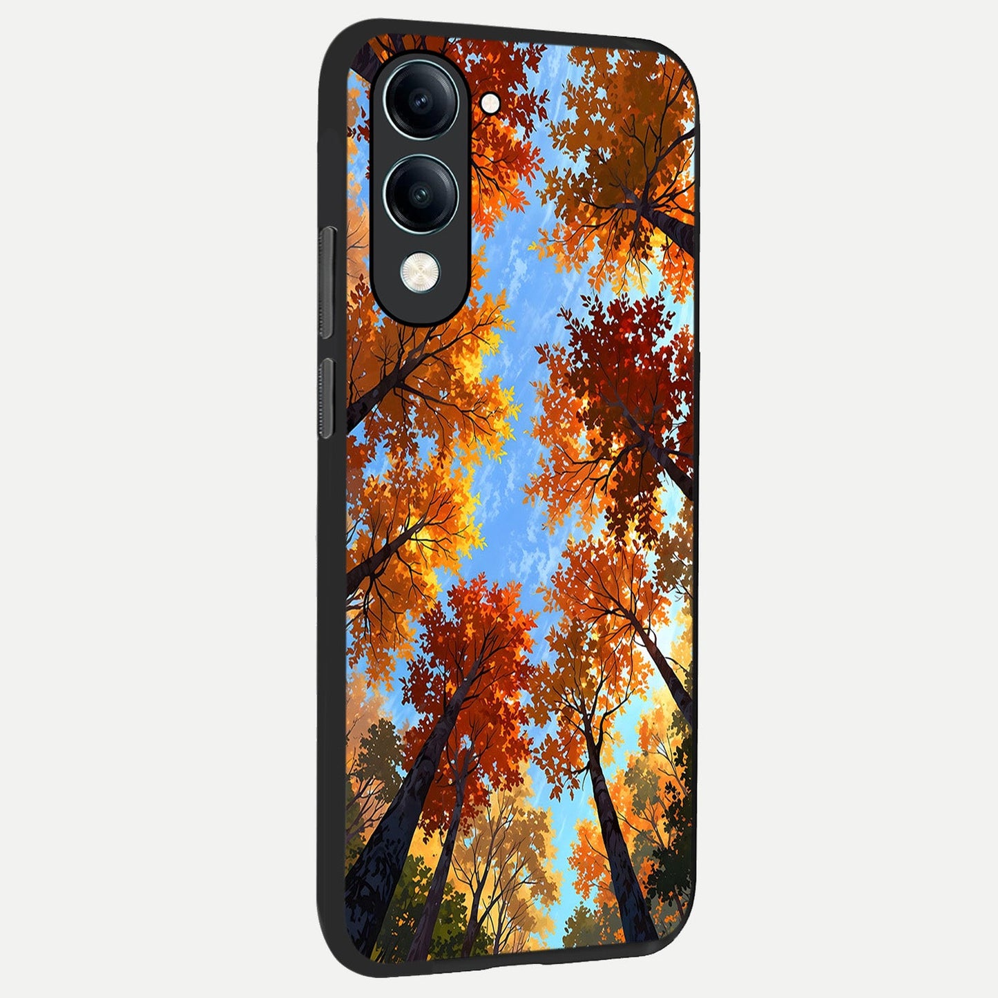 Autumn Sky Rise back cover for iQOO Z10 lite slim fit glass case with vibrant aesthetic design