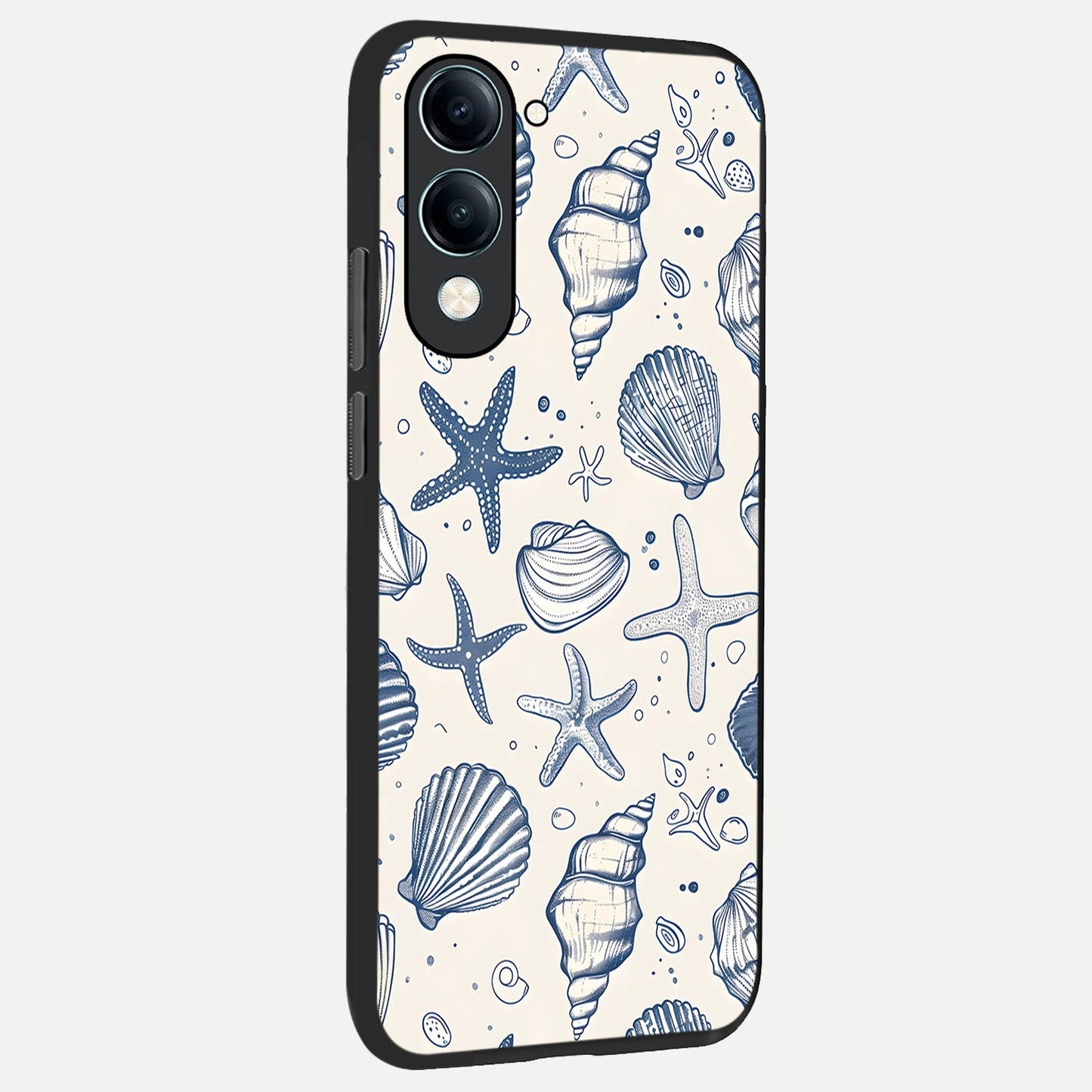 Blue Ocean Outline back cover for iQOO Z10 lite slim fit glass case with vibrant aesthetic design