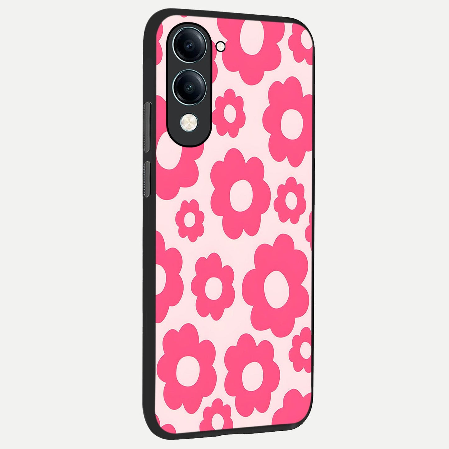 Blush Flower Pop back cover for iQOO Z10 Lite slim fit glass case with vibrant aesthetic design
