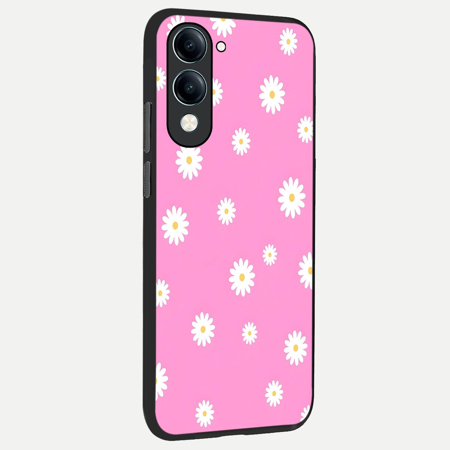 Bubblegum Daisy Pop back cover for iQOO Z10 Lite slim fit glass case with vibrant aesthetic design