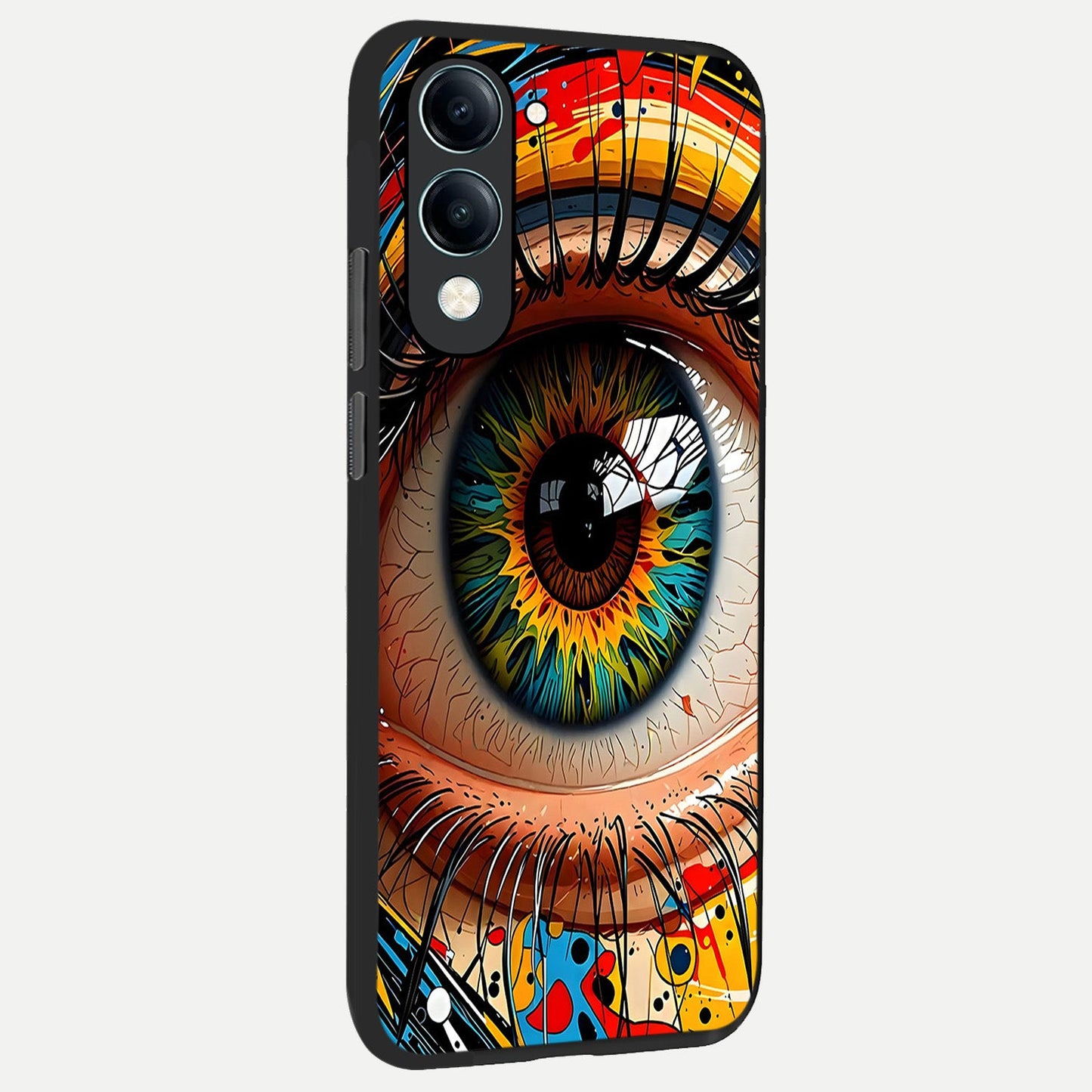 Colorful Eye back cover for iQOO Z10 lite slim fit glass case with vibrant aesthetic design