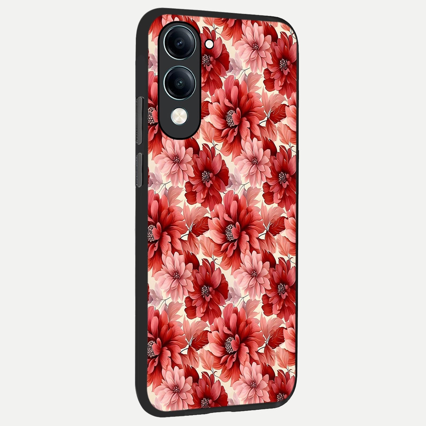 Crimson Love Petals back cover for iQOO Z10 Lite slim fit glass case with vibrant aesthetic design
