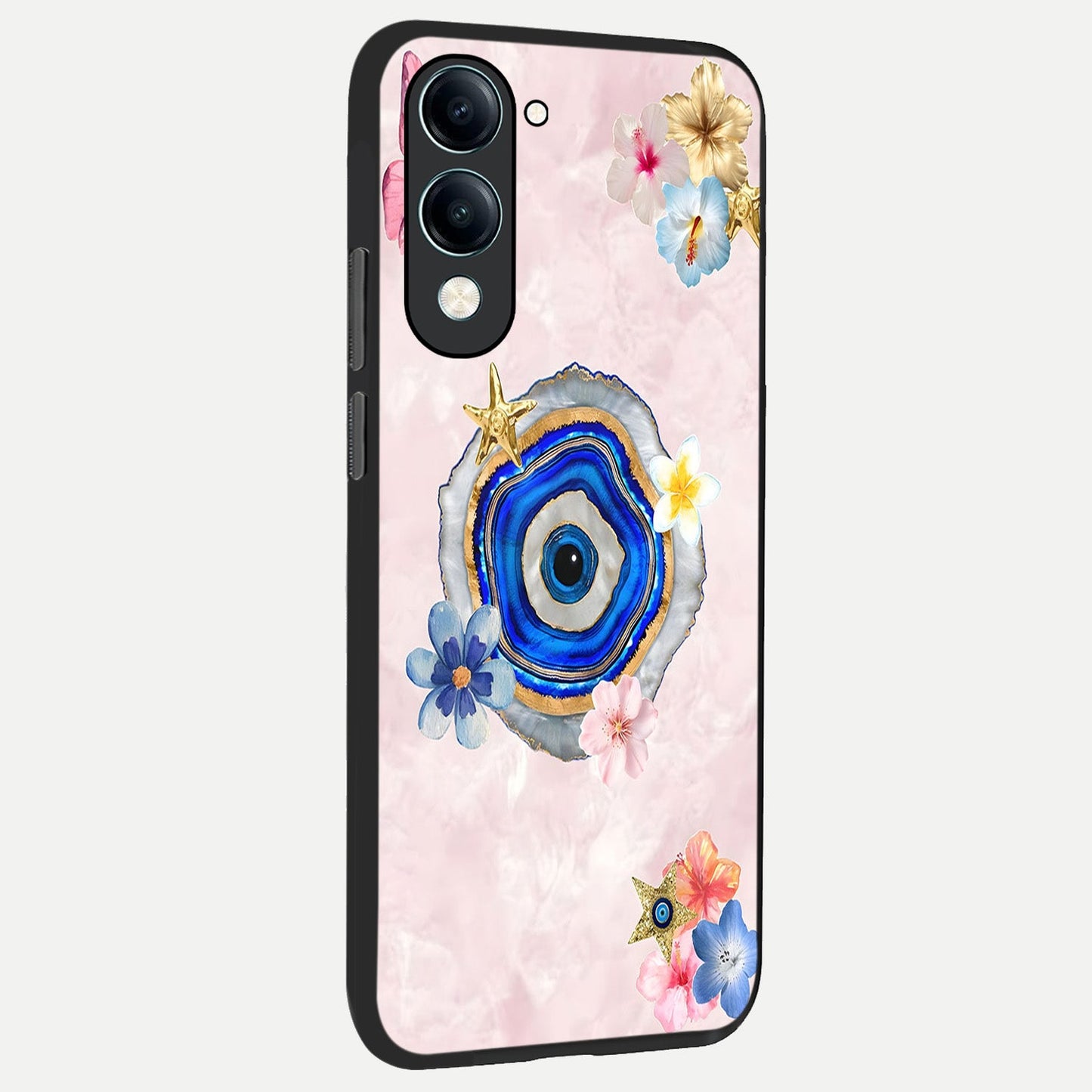 Divine Aura Bloom back cover for iQOO Z10 Lite slim fit glass case with vibrant aesthetic design