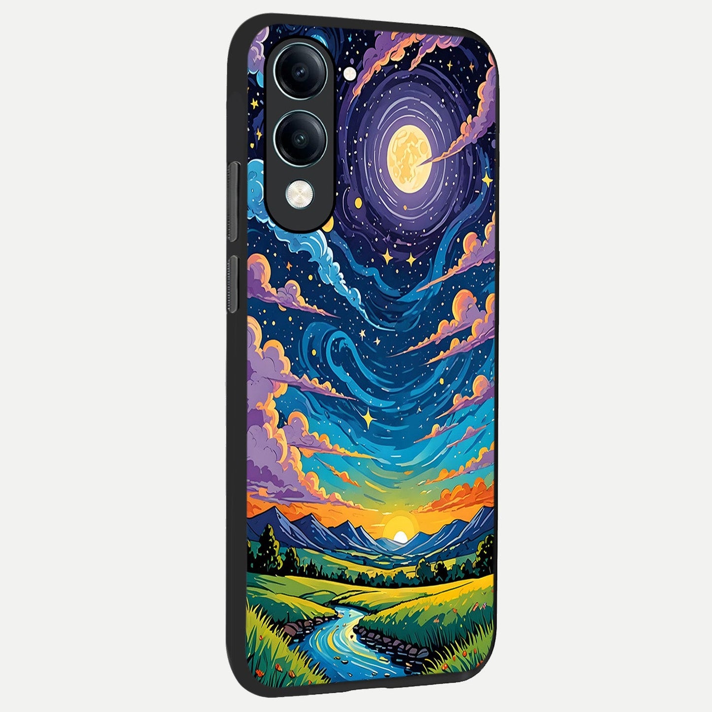 Dreamy Night Landscape back cover for iQOO Z10 Lite slim fit glass case with vibrant aesthetic design