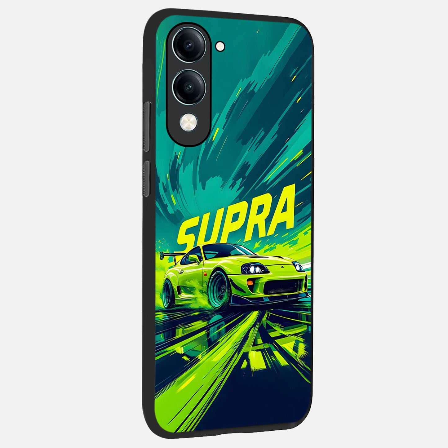 Electric Supra Thunder back cover for iQOO Z10 lite slim fit glass case with vibrant aesthetic design