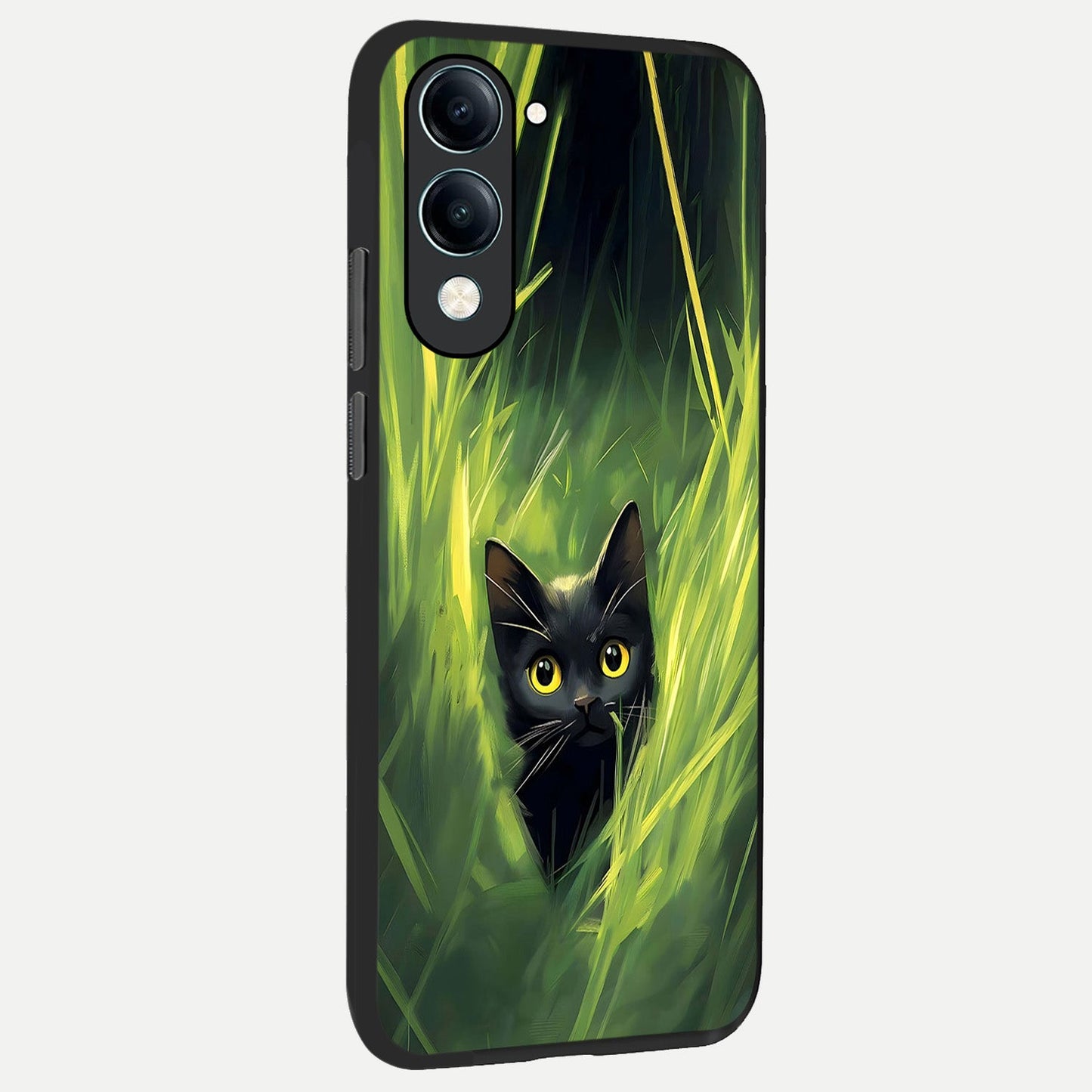 Hidden Cat Whisper back cover for iQOO Z10 lite slim fit glass case with vibrant aesthetic design
