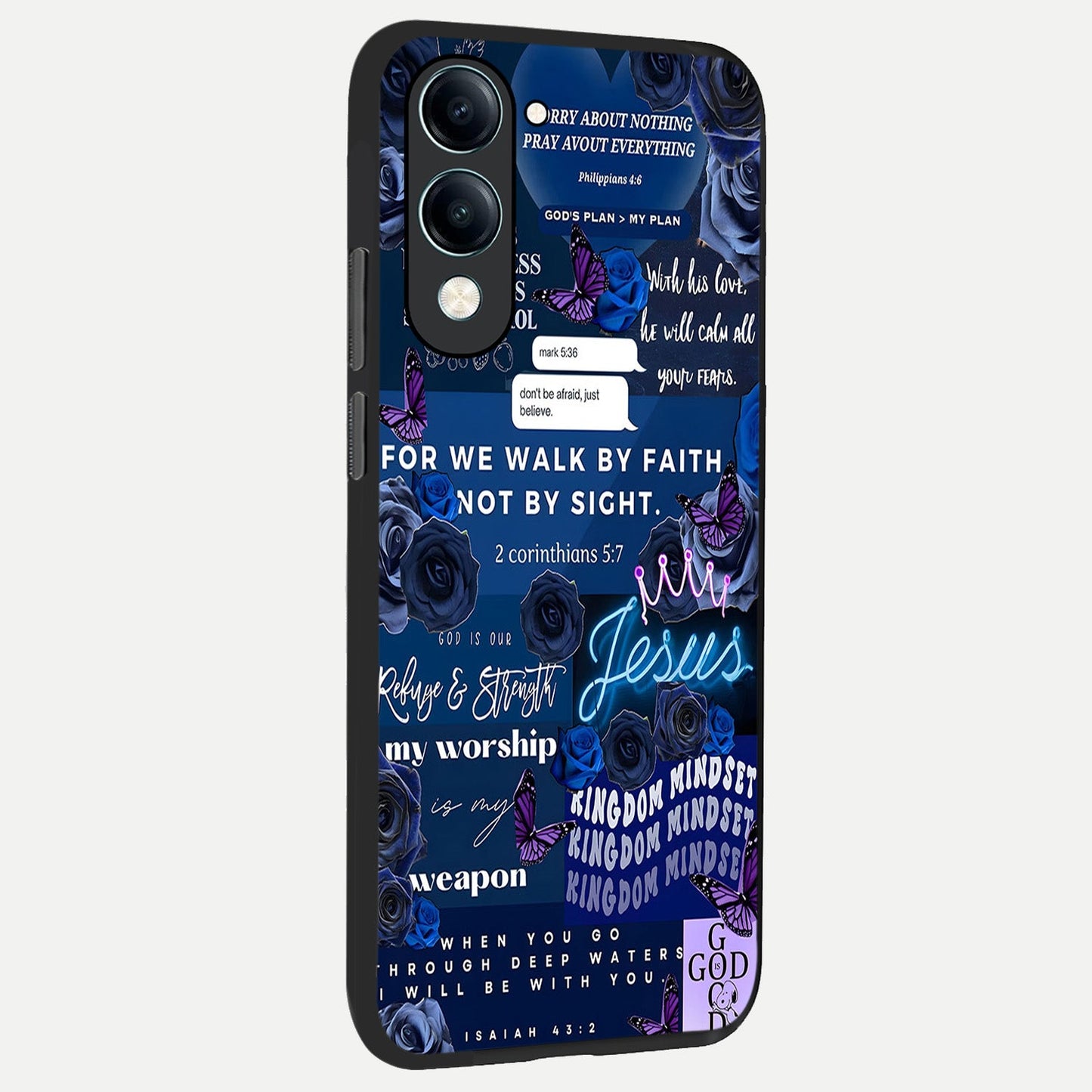 Kingdom Faith Glow back cover for iQOO Z10 lite slim fit glass case with vibrant aesthetic design