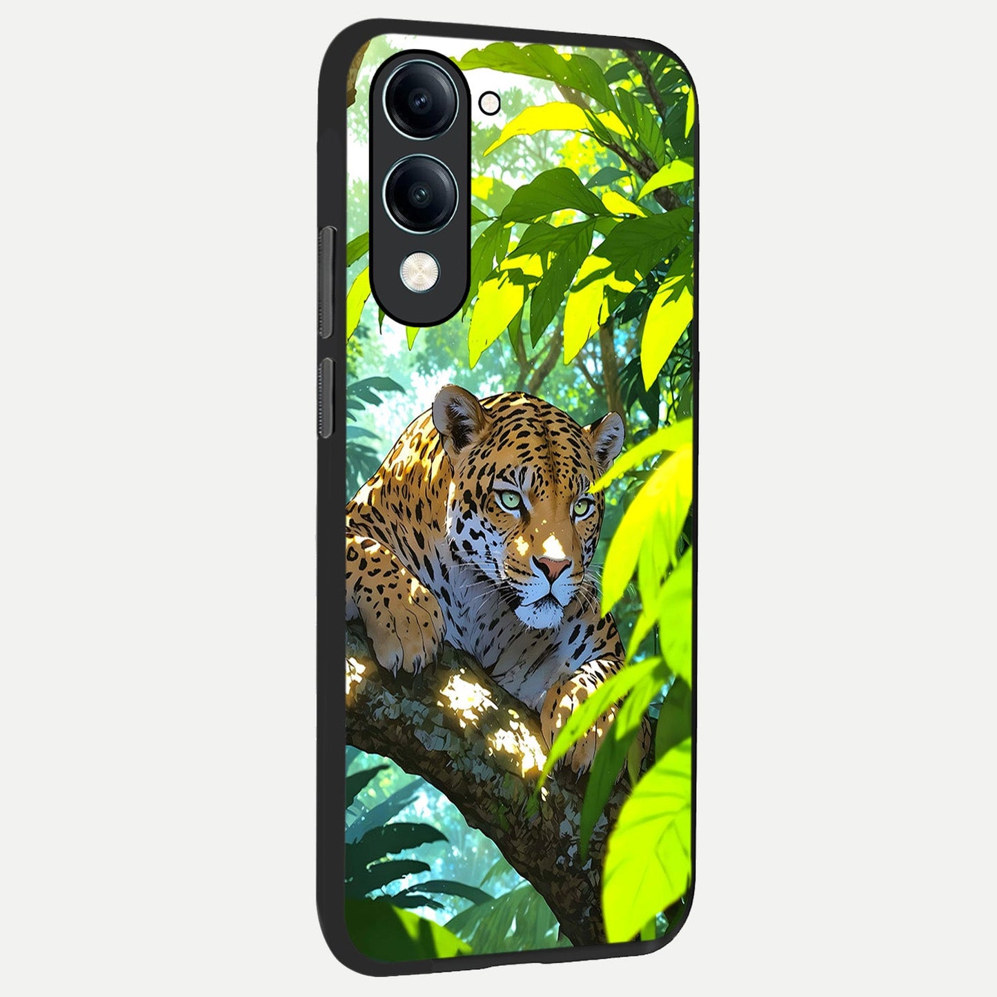 Leopard in Jungle back cover for iQOO Z10 lite slim fit glass case with vibrant aesthetic design