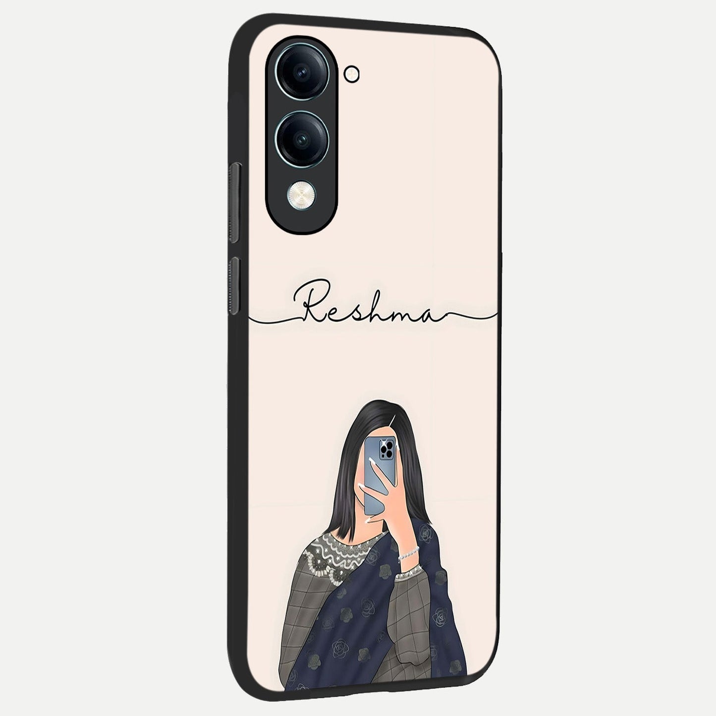 Mirror Mood Muse With Custom Name back cover for iQOO Z10 lite slim fit glass case with vibrant aesthetic design