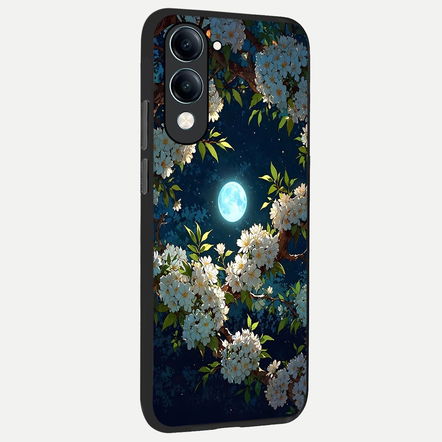 Moonlit Blossom Dream back cover for iQOO Z10 Lite slim fit glass case with vibrant aesthetic design