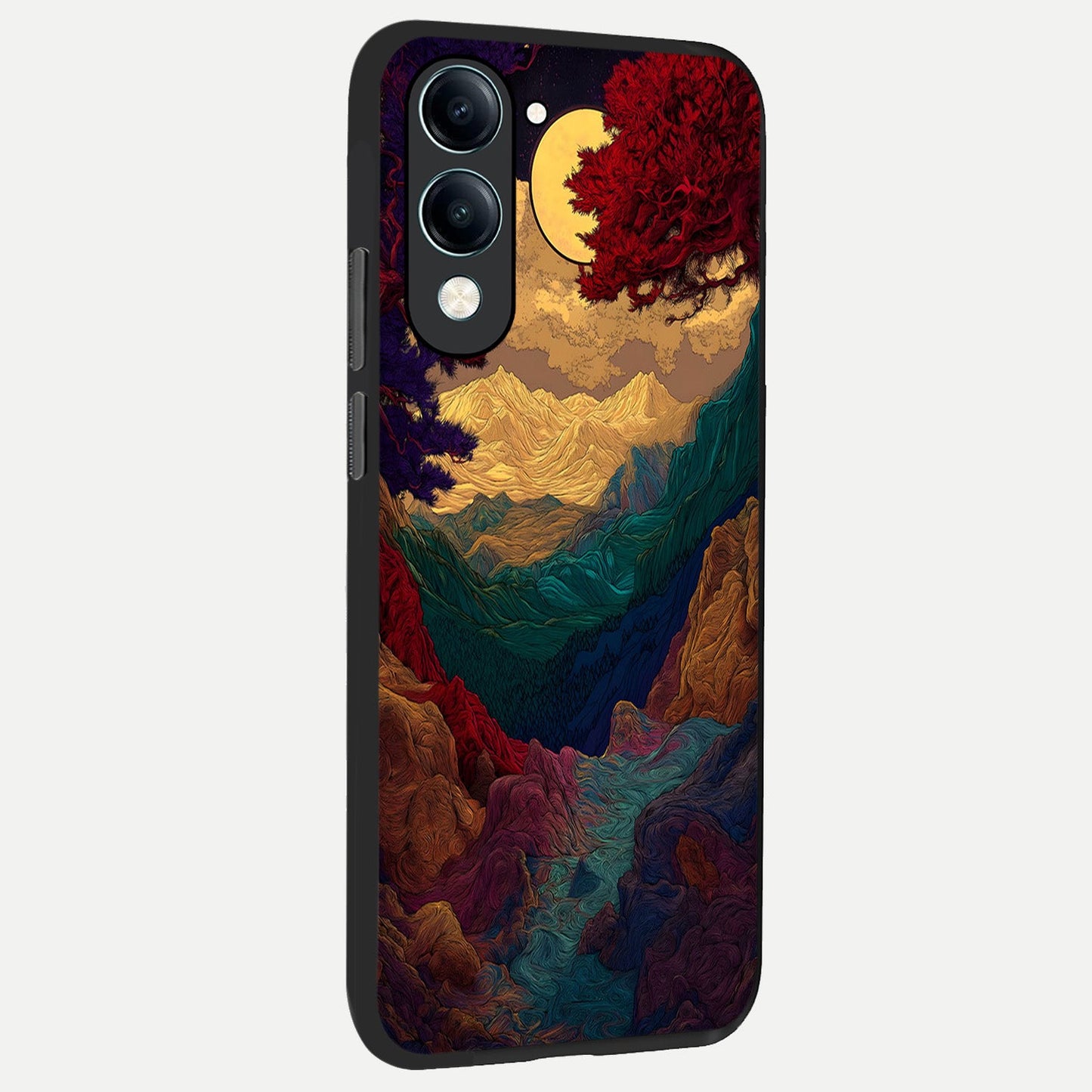 Mystic Valley Light back cover for iQOO Z10 lite slim fit glass case with vibrant aesthetic design