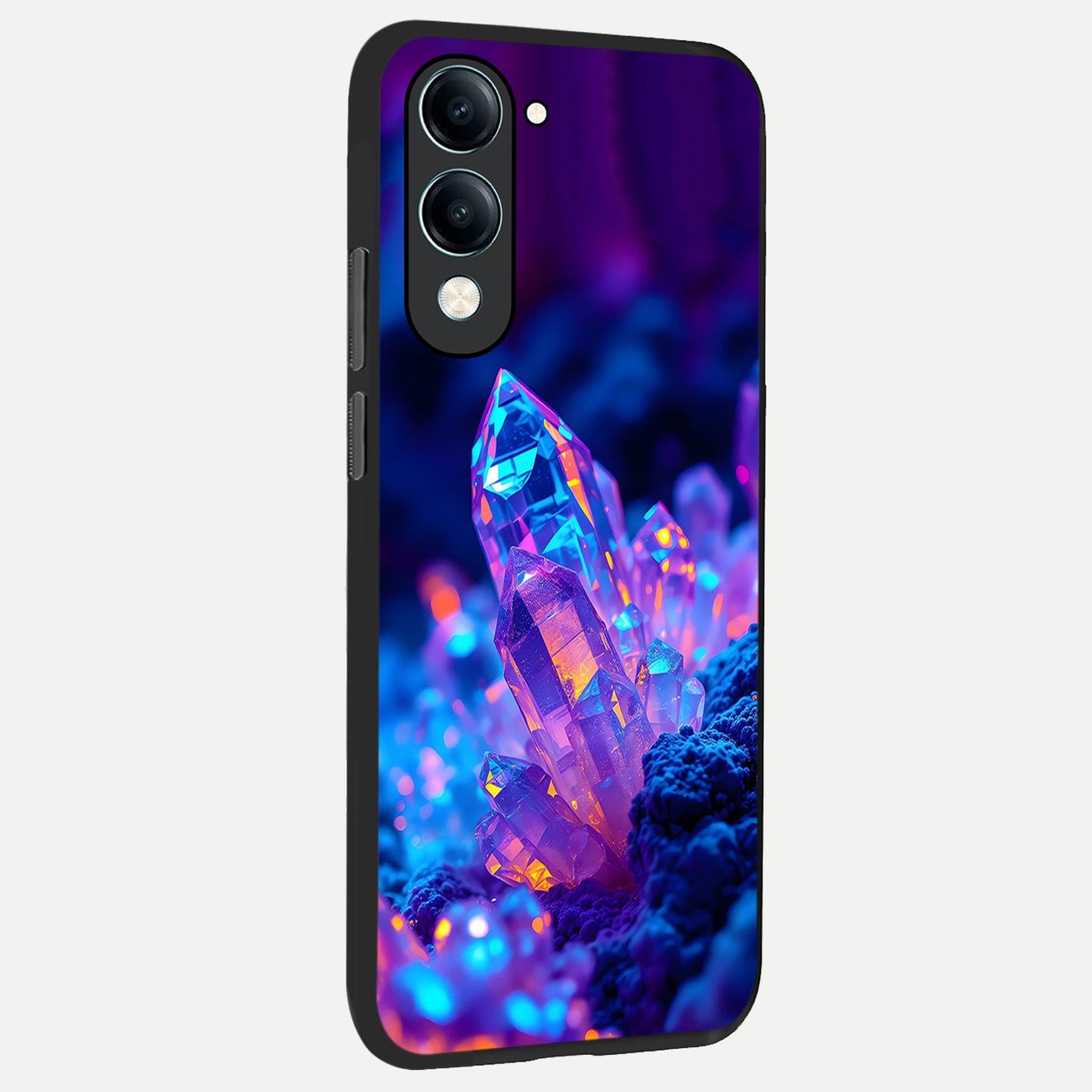 Neon Aura Shards back cover for iQOO Z10 lite slim fit glass case with vibrant aesthetic design