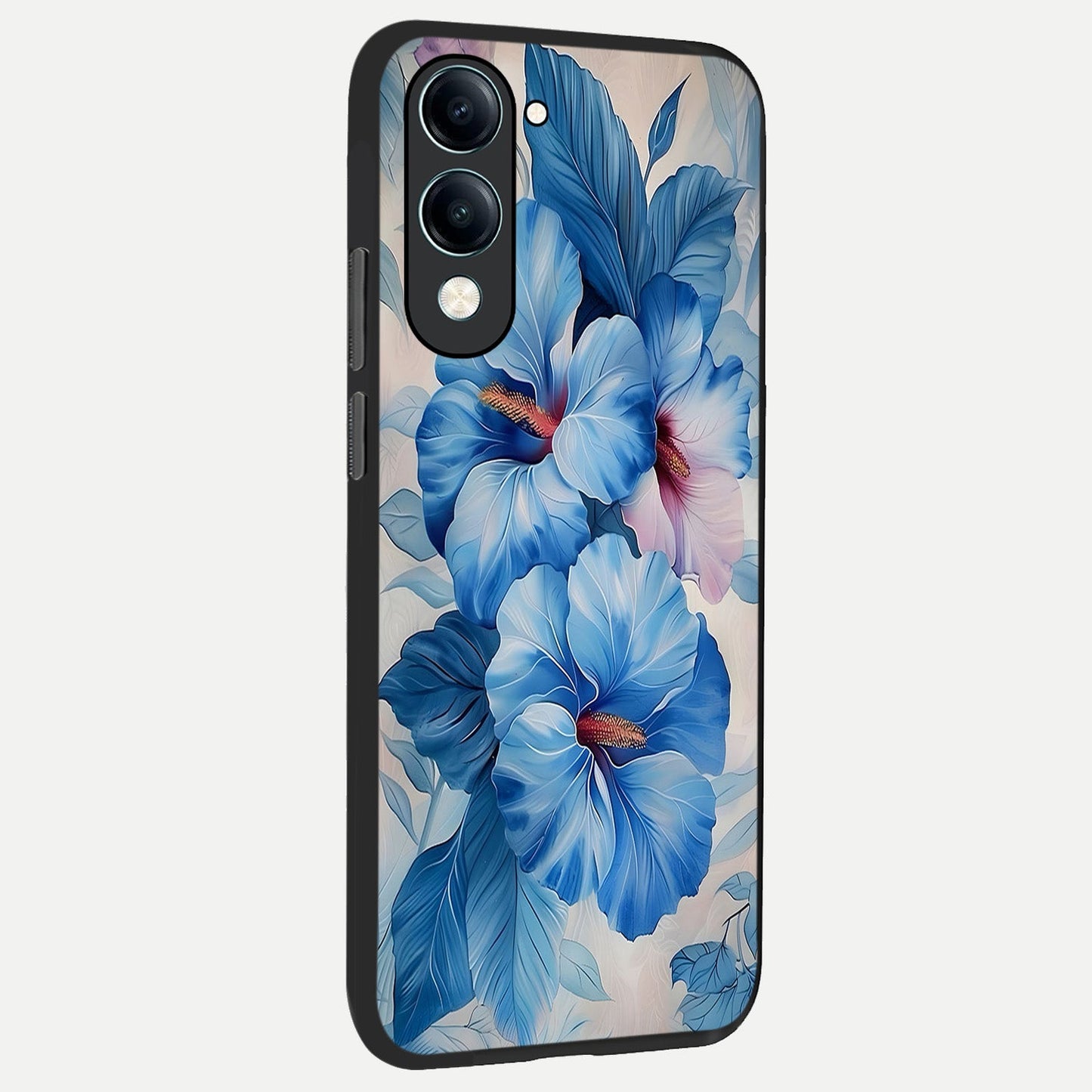 Ocean Hibiscus Grace back cover for iQOO Z10 Lite slim fit glass case with vibrant aesthetic design