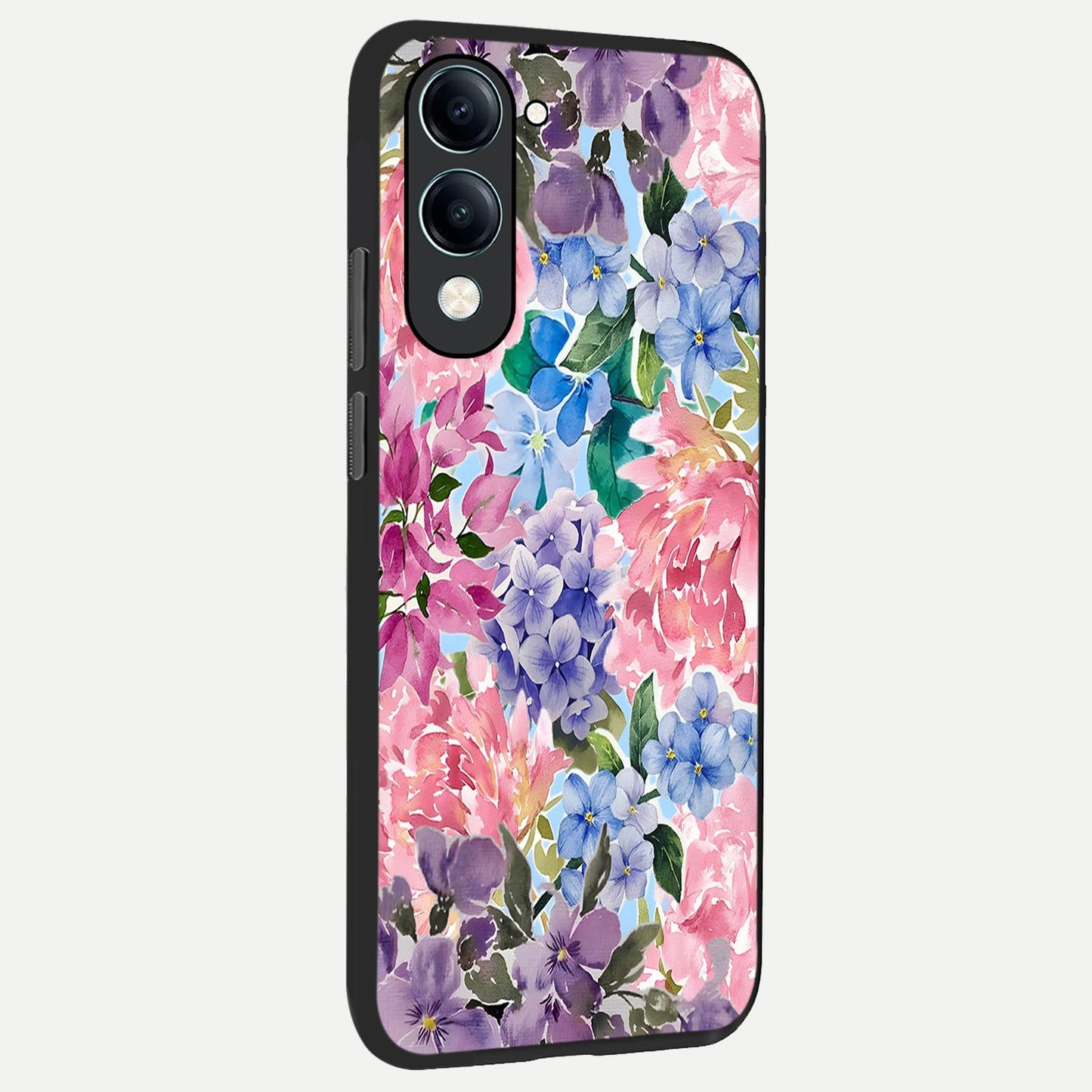 Pastel Floral Mix back cover for iQOO Z10 Lite slim fit glass case with vibrant aesthetic design