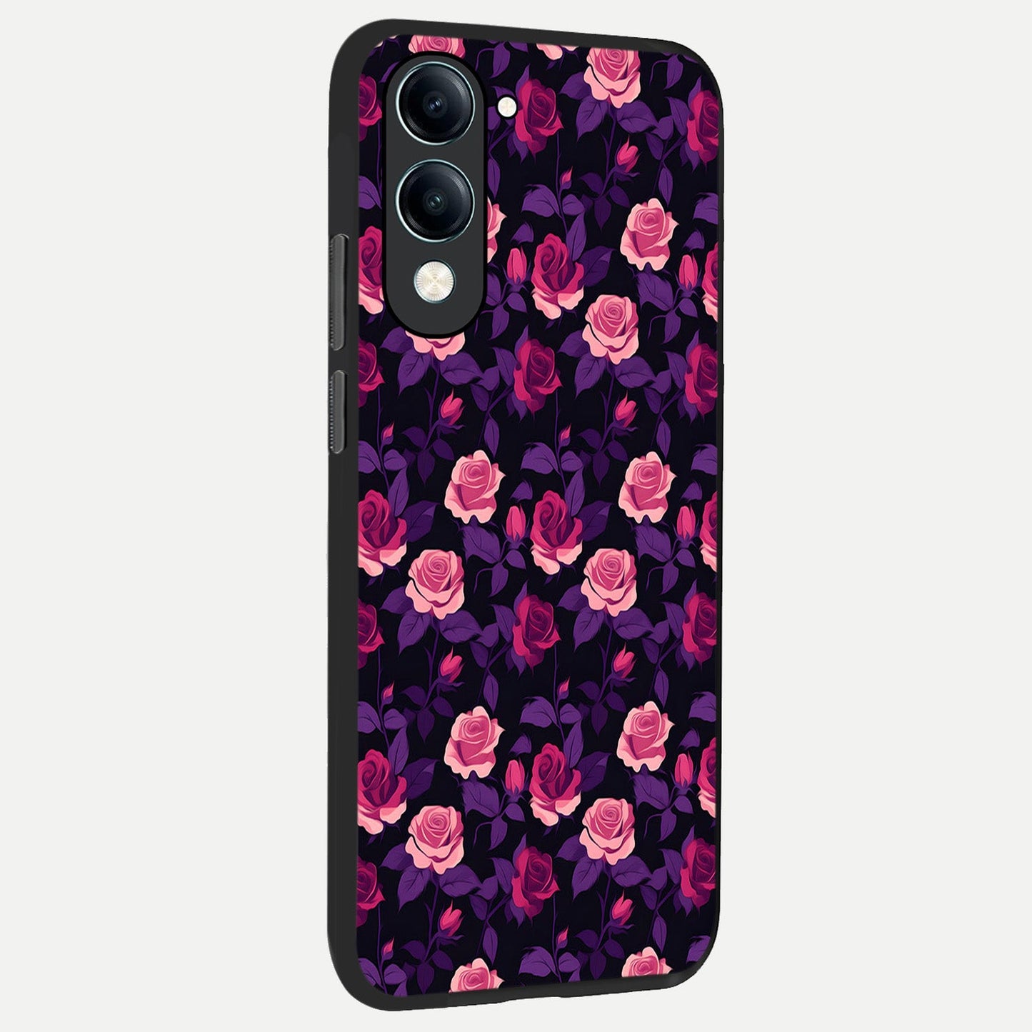 Rose Garden Twilight back cover for iQOO Z10 Lite slim fit glass case with vibrant aesthetic design