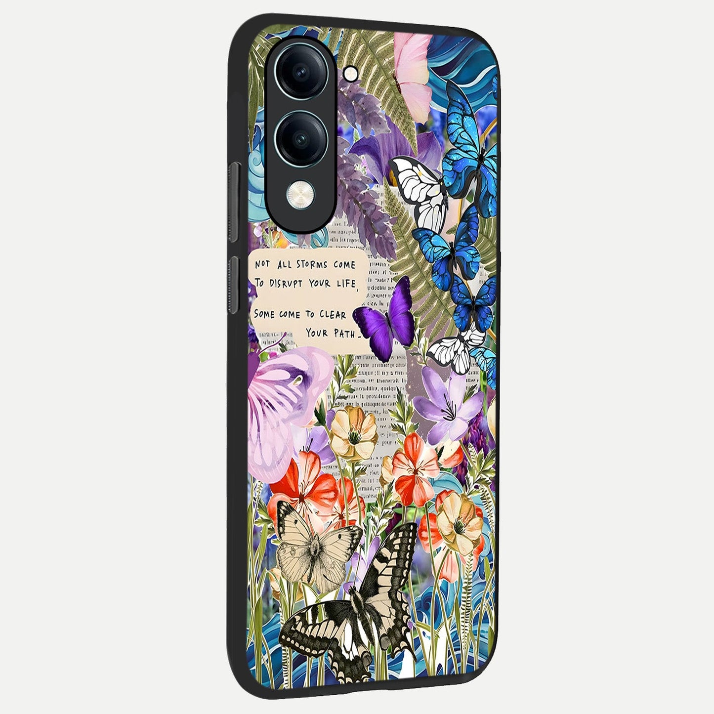 Storm Path Bloom back cover for iQOO Z10 lite slim fit glass case with vibrant aesthetic design