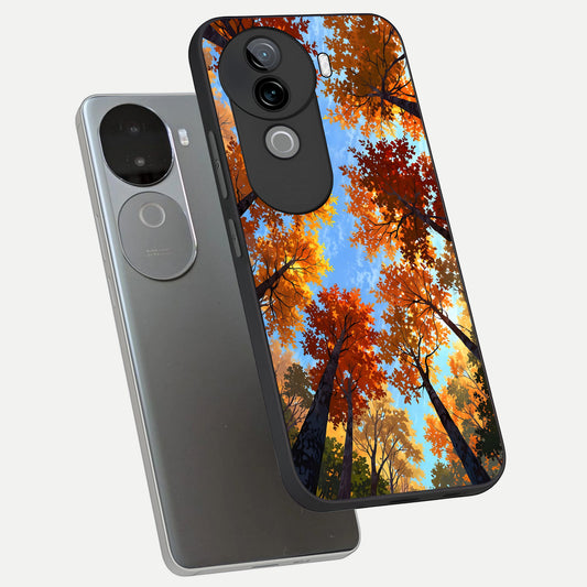 Autumn Sky Rise phone case for iQOO Z9s showing premium glass back cover with detailed artwork