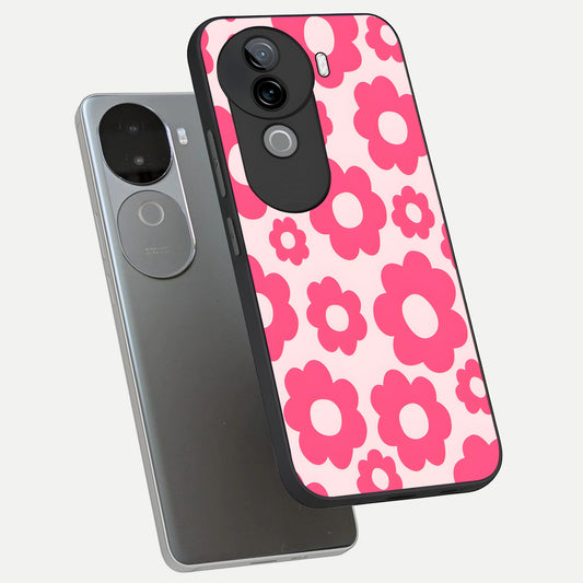 Blush Flower Pop phone case for iQOO Z9s showing premium glass back cover with detailed artwork