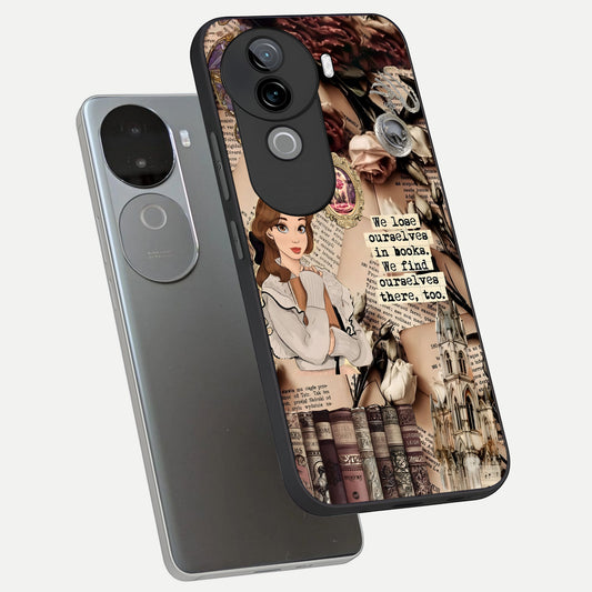 Bookish Dream World phone case for iQOO Z9s showing premium glass back cover with detailed artwork