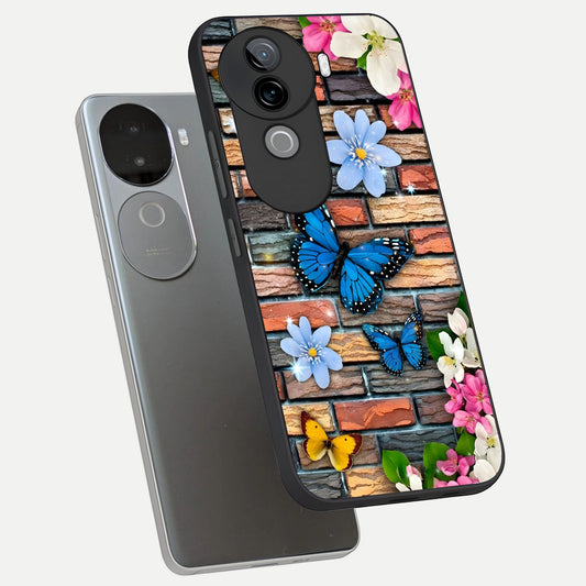 Brick Bloom Flight phone case for iQOO Z9s showing premium glass back cover with detailed artwork