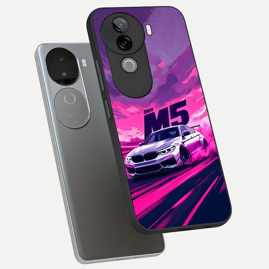 MS Neon Car phone case for iQOO Z9s showing premium glass back cover with detailed artwork