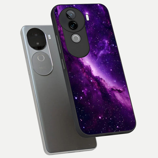 Purple Shade Sky phone case for iQOO Z9s showing premium glass back cover with detailed artwork