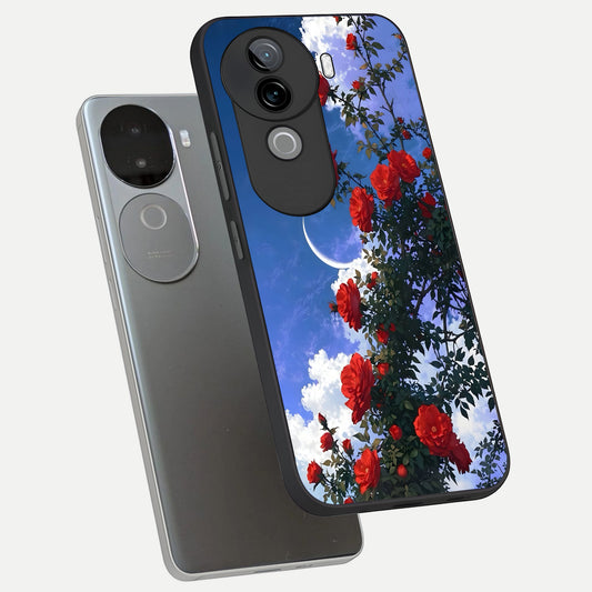 Rose Drift Flowers phone case for iQOO Z9s showing premium glass back cover with detailed artwork