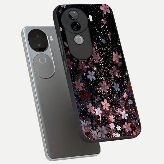 Starlit Flower Dreams phone case for iQOO Z9s showing premium glass back cover with detailed artwork
