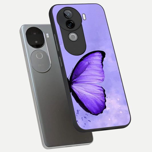 Violet Dream Wing phone case for iQOO Z9s showing premium glass back cover with detailed artwork