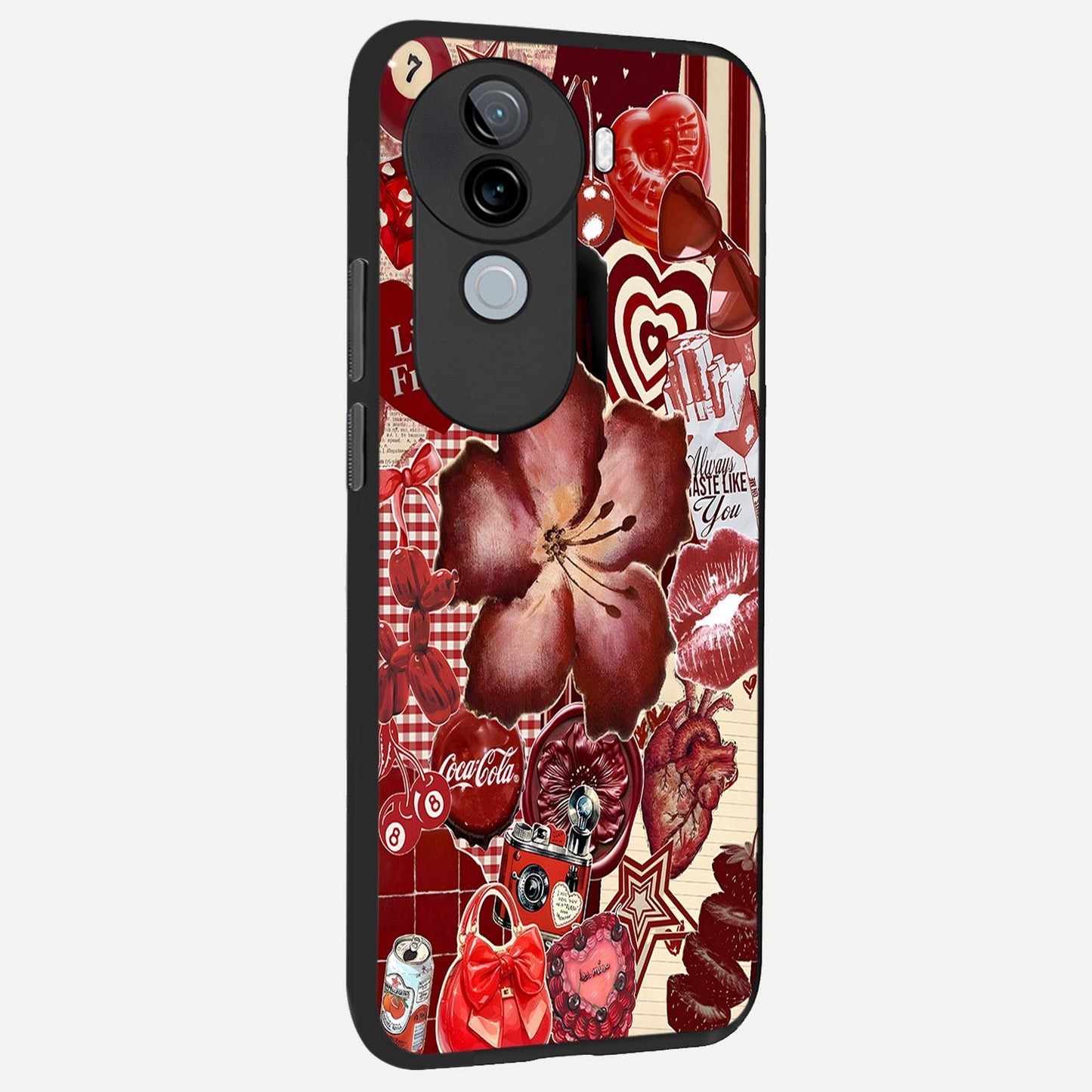 Aesthetic Little Freak back cover for iQOO Z9s slim fit glass case with vibrant aesthetic design