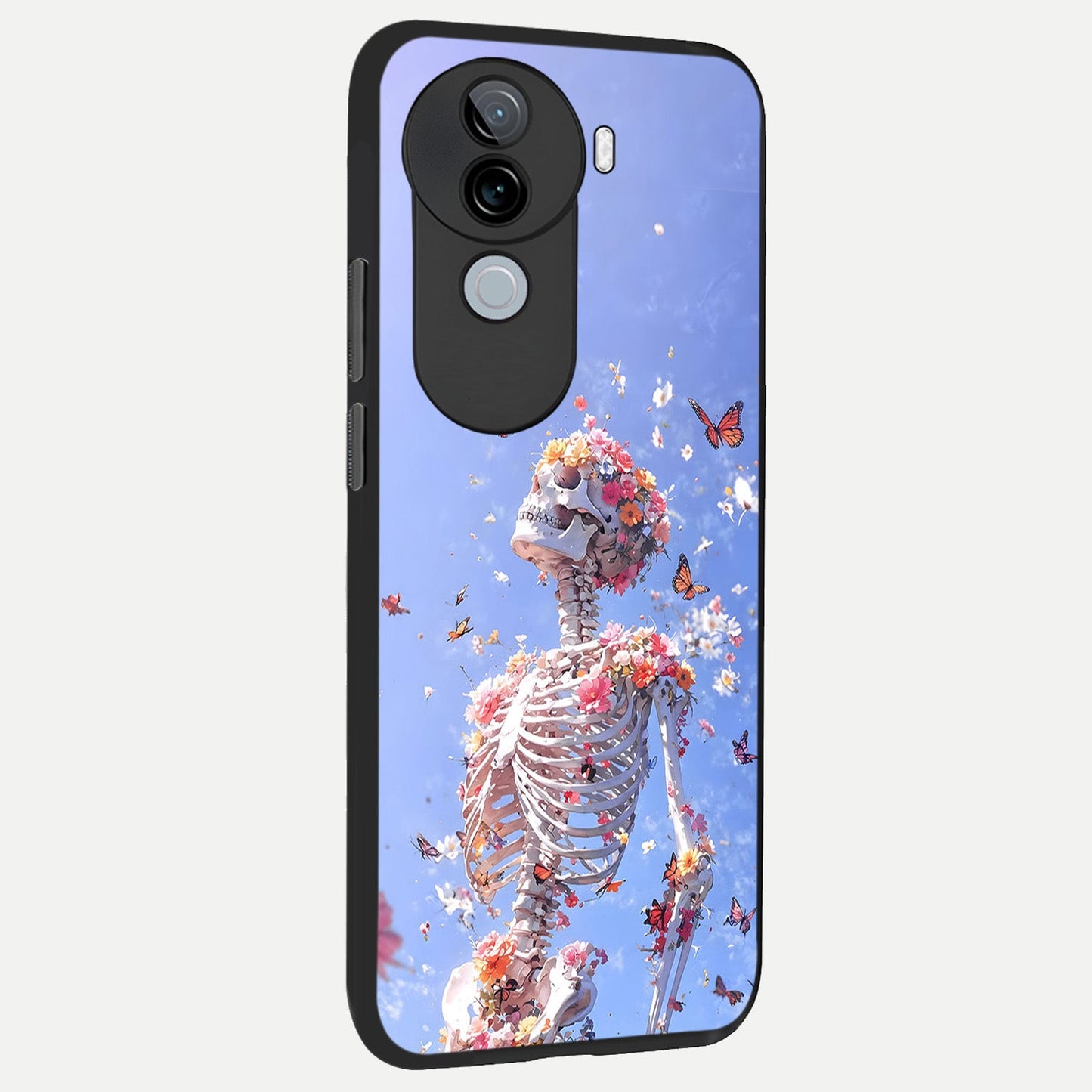Bloom Beyond Bones back cover for iQOO Z9s slim fit glass case with vibrant aesthetic design