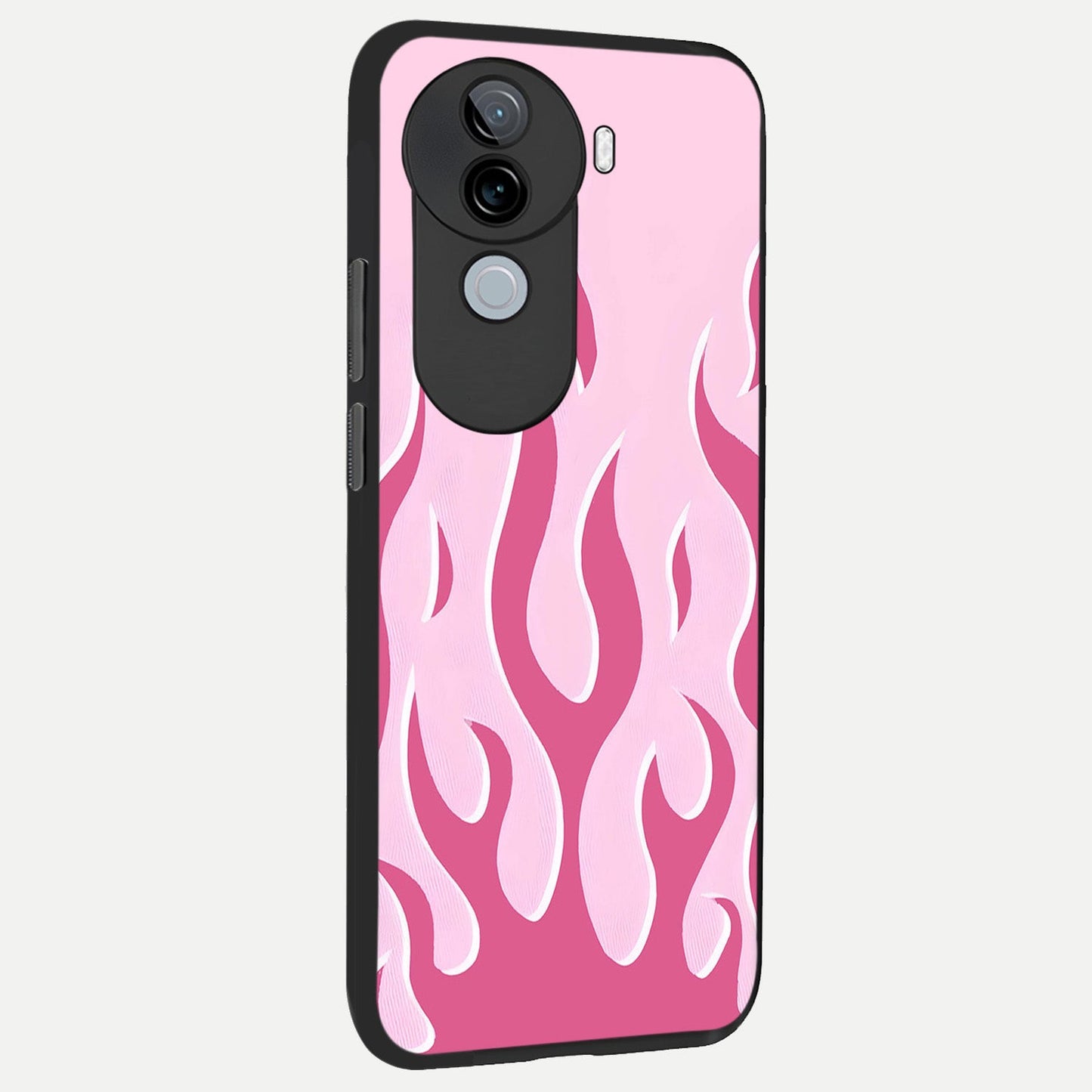 Blush Flame Energy back cover for iQOO Z9s slim fit glass case with vibrant aesthetic design