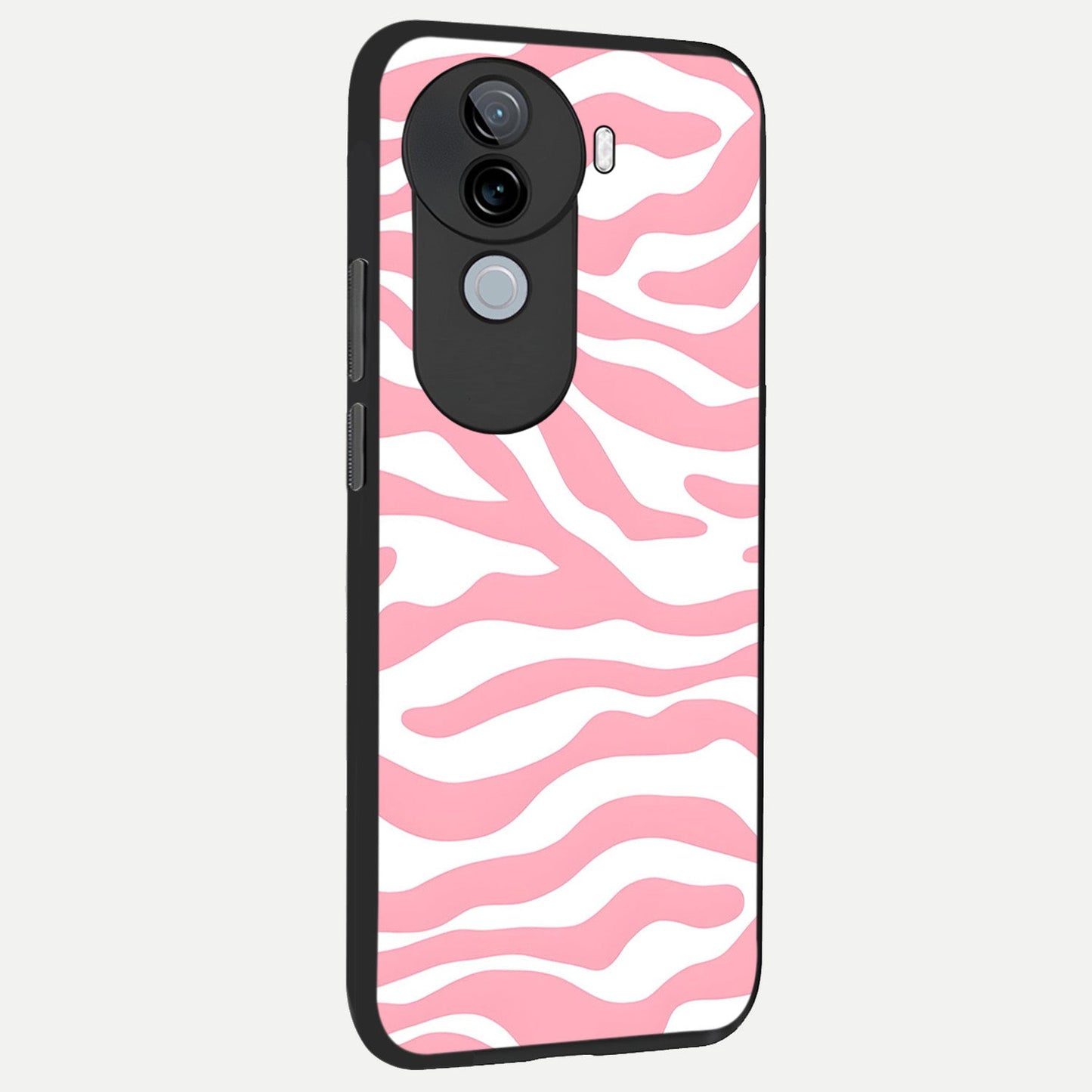 Blush Zebra Flow back cover for iQOO Z9s slim fit glass case with vibrant aesthetic design
