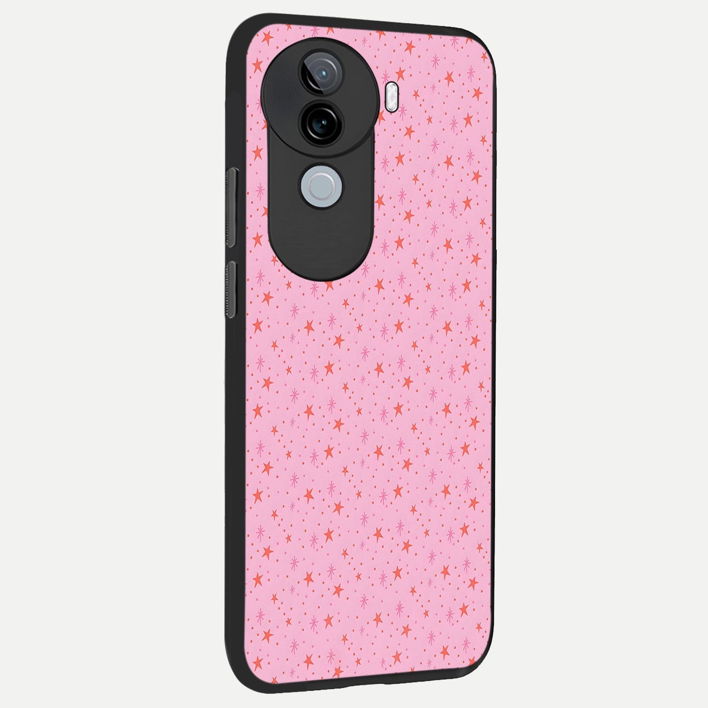 Cosmic Pink Sparkle back cover for iQOO Z9s slim fit glass case with vibrant aesthetic design