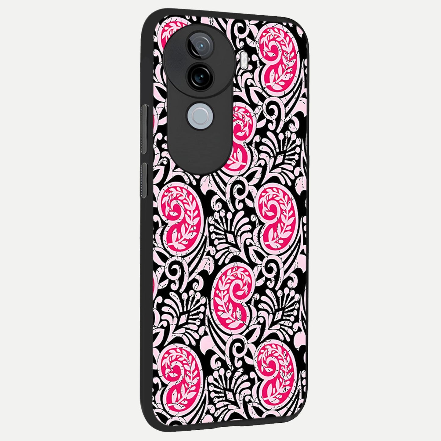 Crimson Paisley Charm back cover for iQOO Z9s slim fit glass case with vibrant aesthetic design