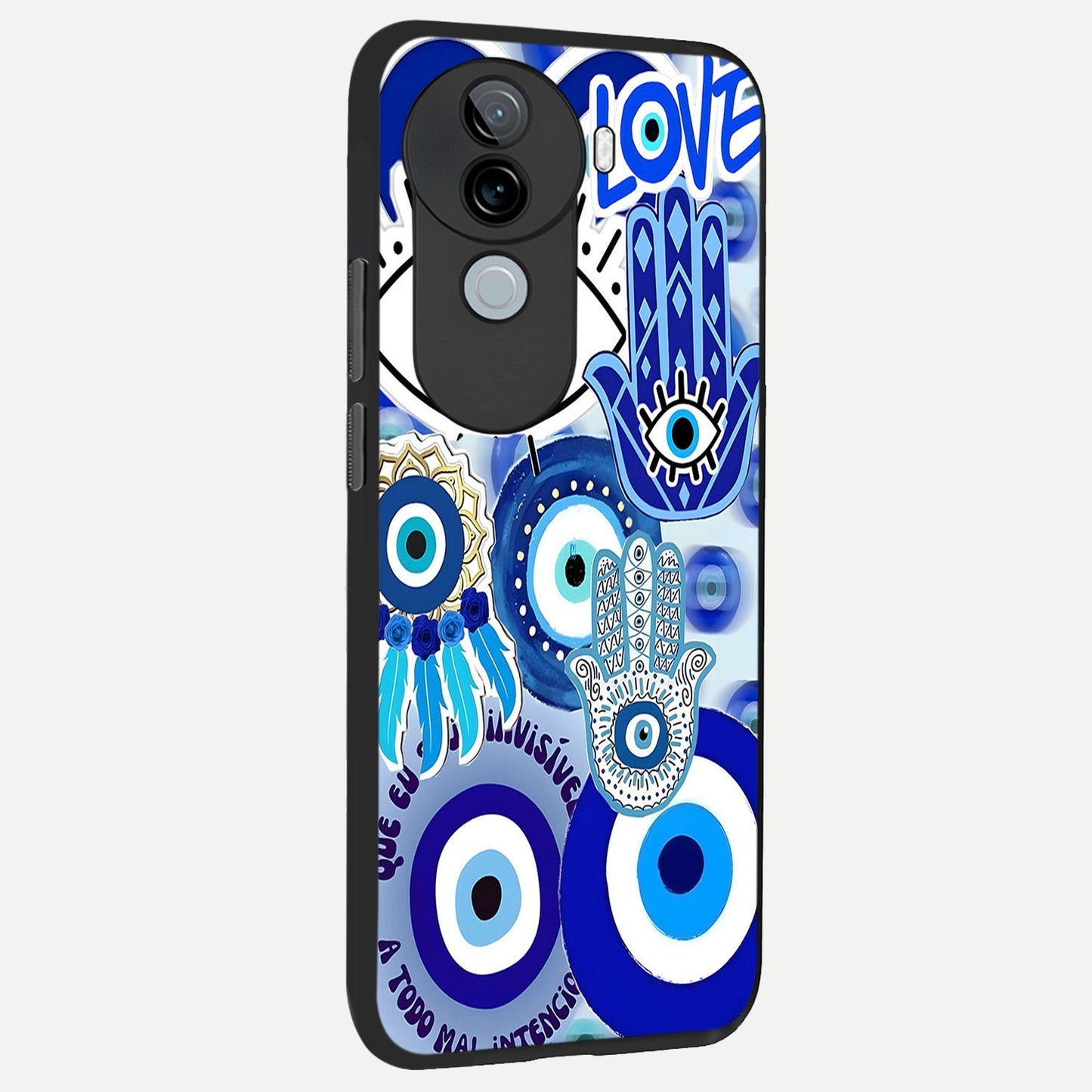 Evil Eyes Dream back cover for iQOO Z9s slim fit glass case with vibrant aesthetic design