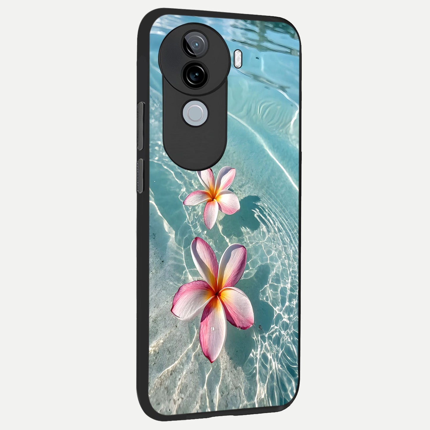 Floating Bloom Bliss back cover for iQOO Z9s slim fit glass case with vibrant aesthetic design