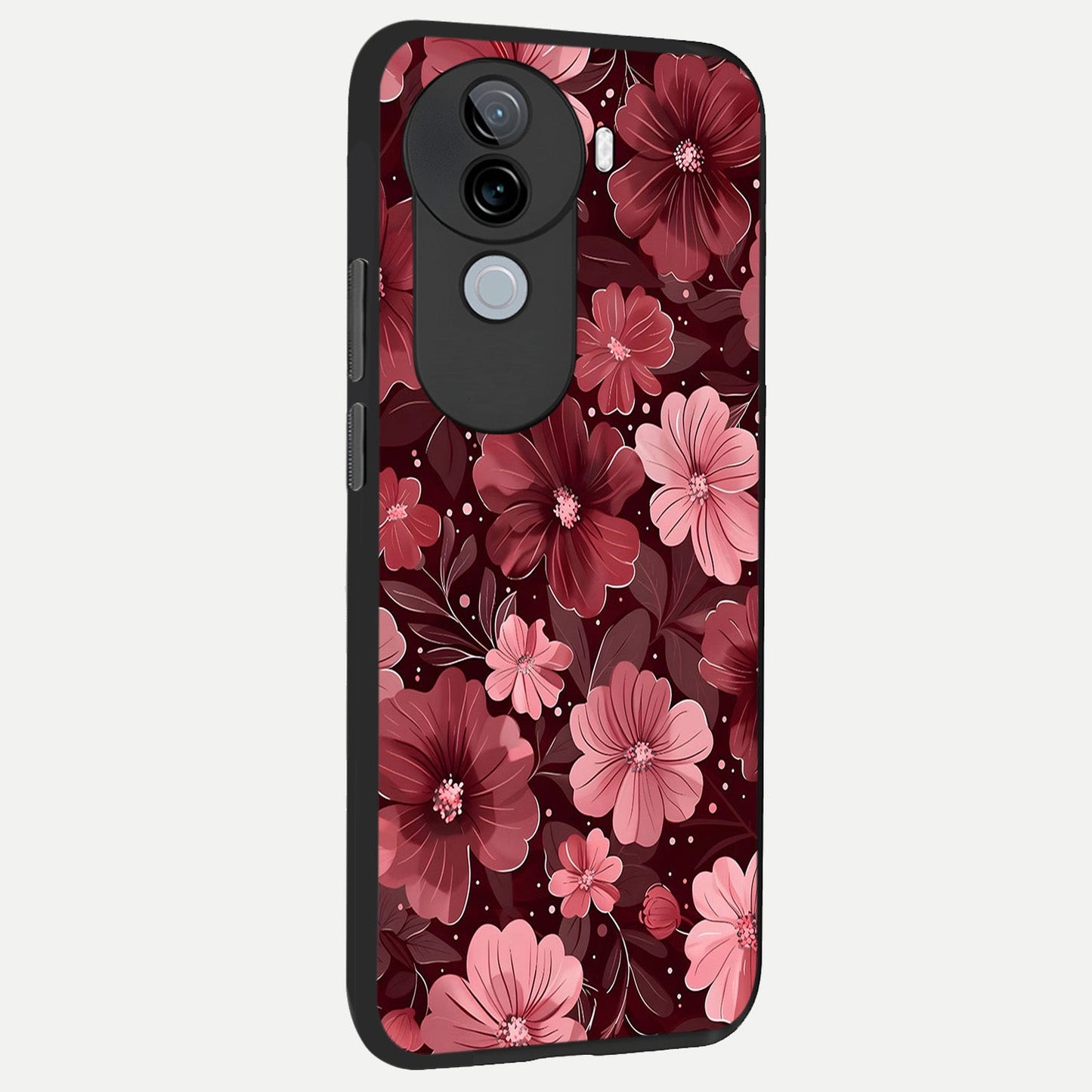 Flower Blush Bloom back cover for iQOO Z9s slim fit glass case with vibrant aesthetic design