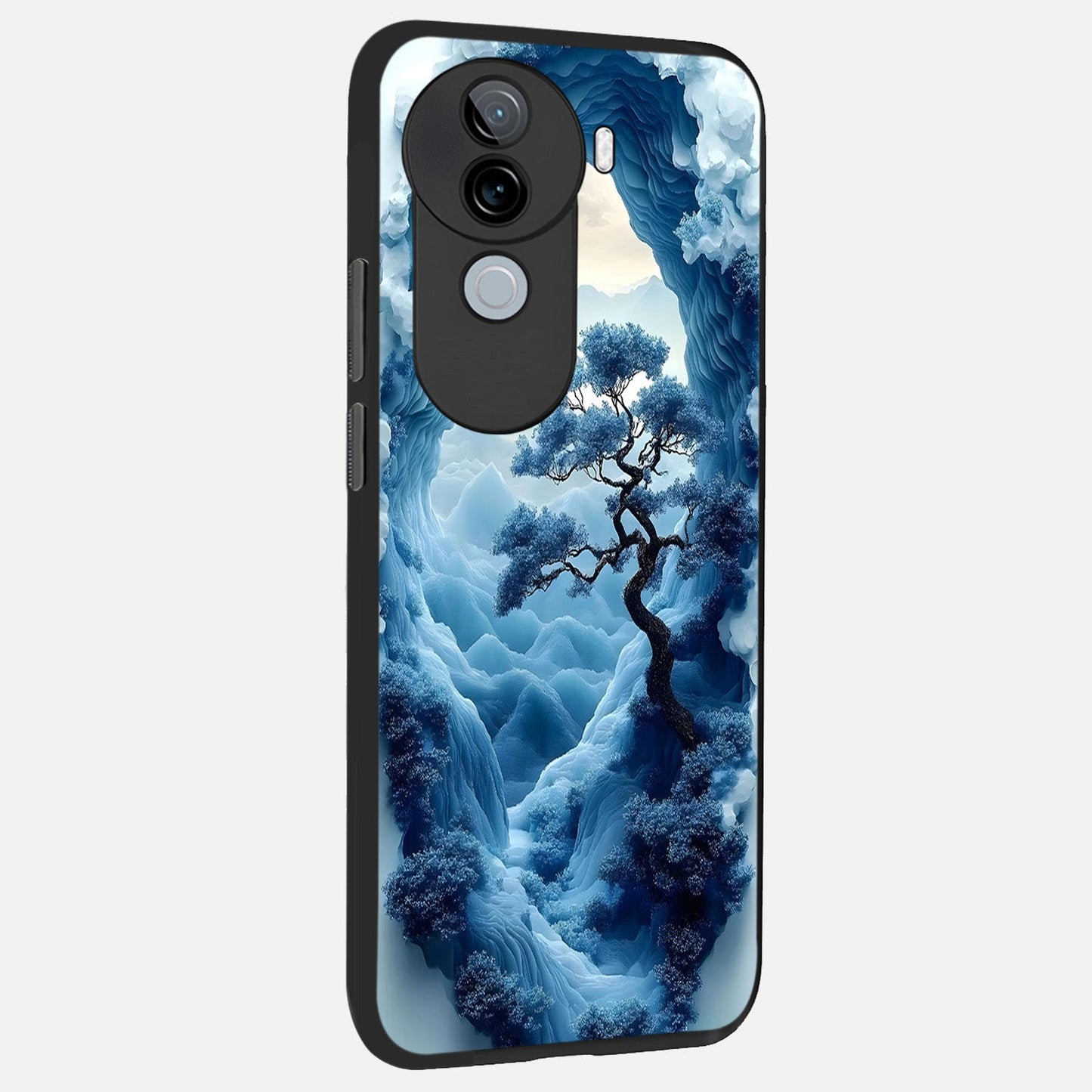 Frozen Serenity Gate back cover for iQOO Z9s slim fit glass case with vibrant aesthetic design