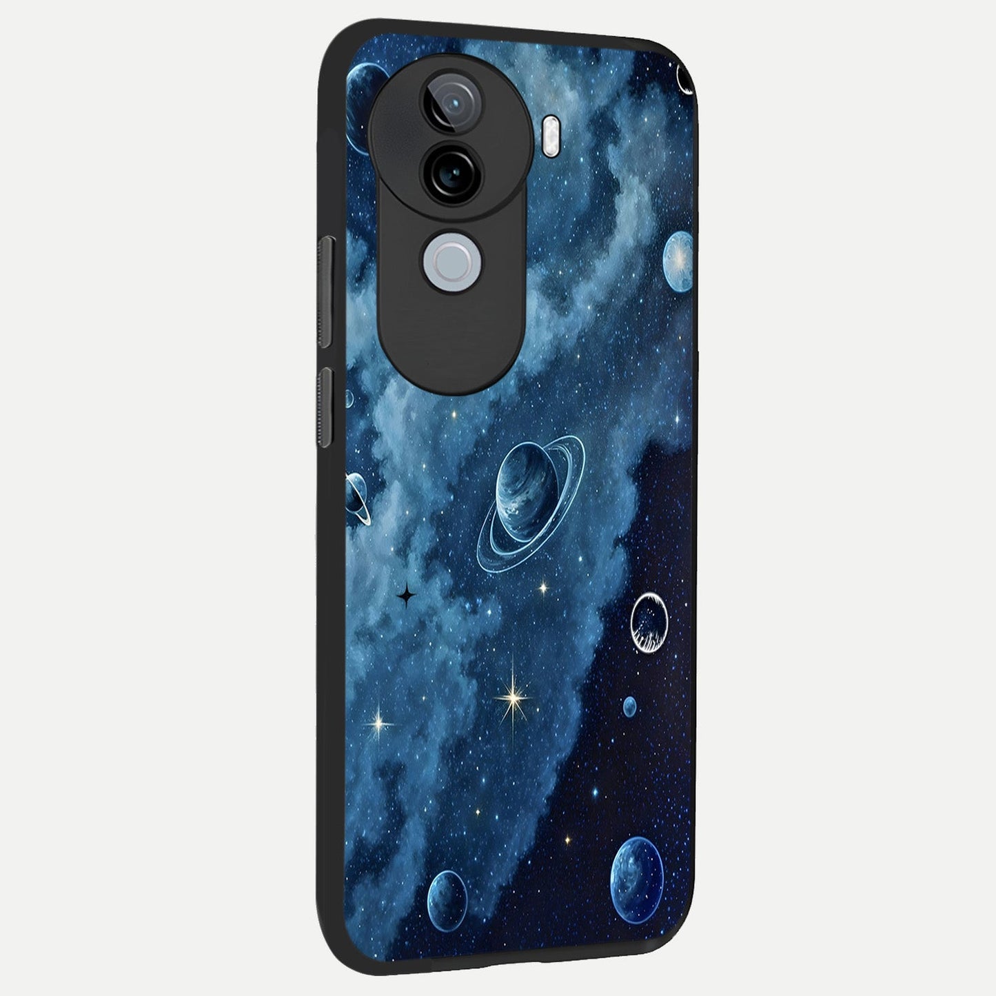 Galaxy Dream Space back cover for iQOO Z9s slim fit glass case with vibrant aesthetic design
