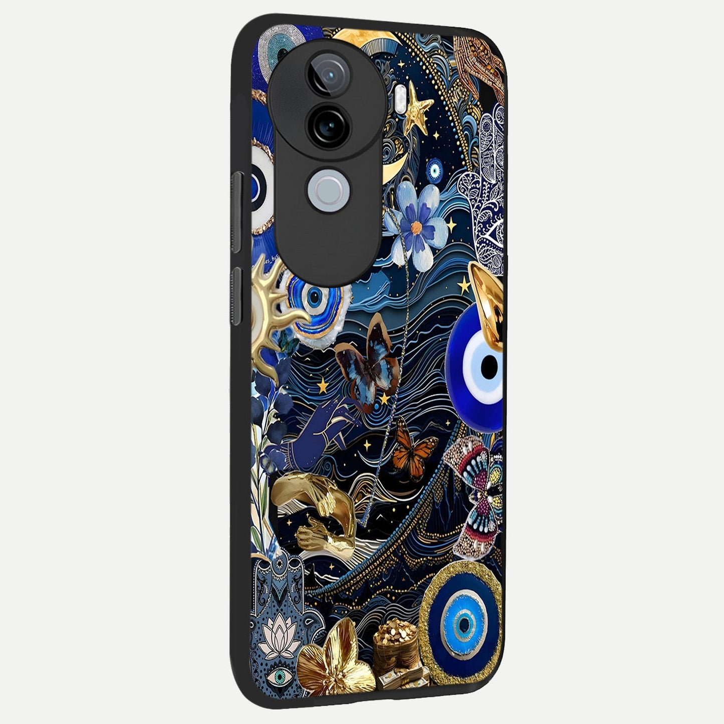 Golden Moon Magic back cover for iQOO Z9s slim fit glass case with vibrant aesthetic design