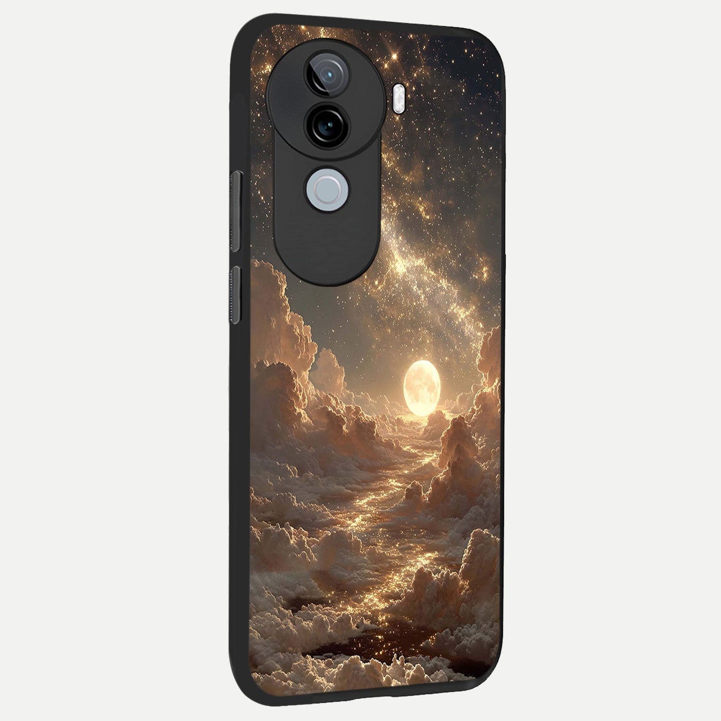 Golden Sky Dream back cover for iQOO Z9s slim fit glass case with vibrant aesthetic design