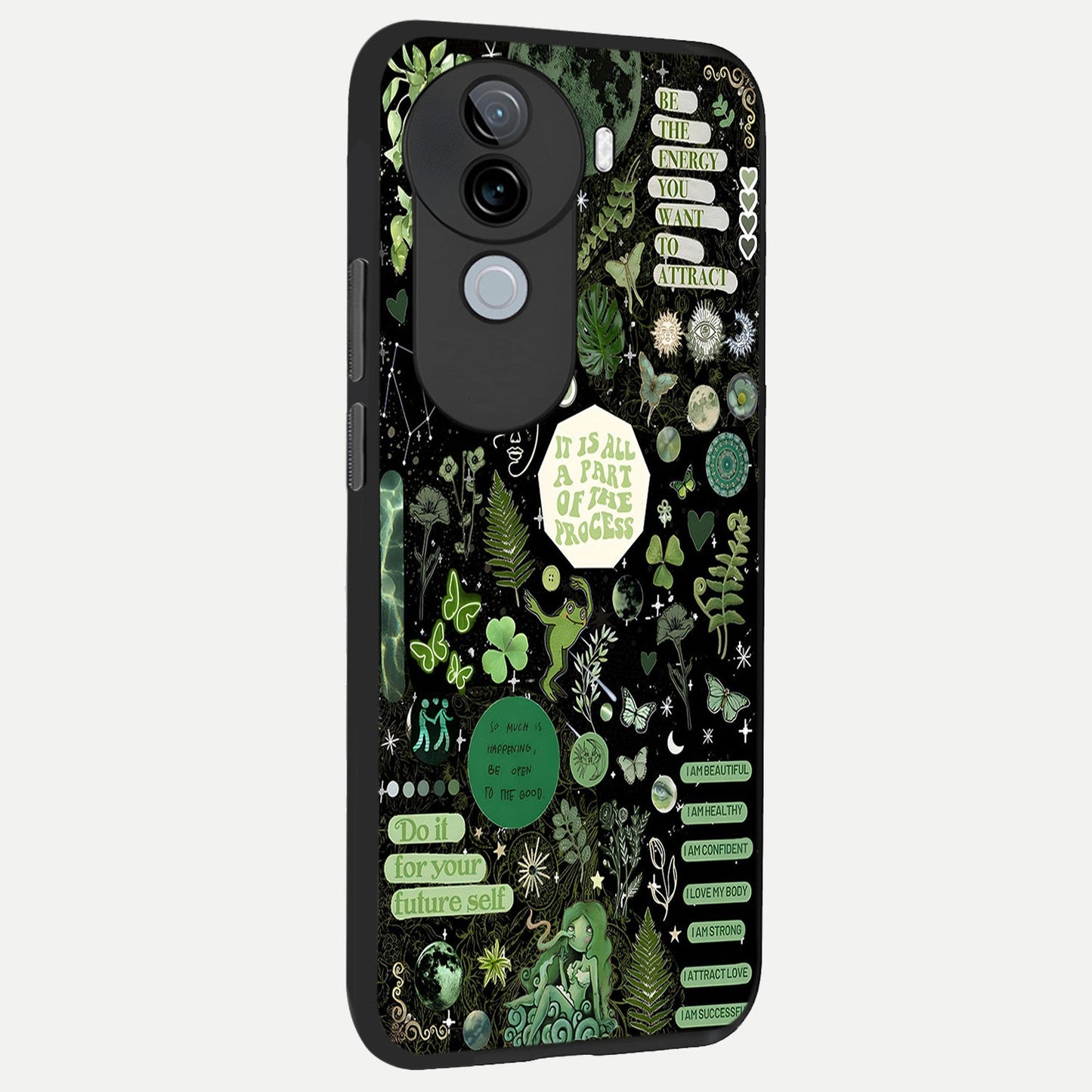 Green Mandala Pattern back cover for iQOO Z9s slim fit glass case with vibrant aesthetic design