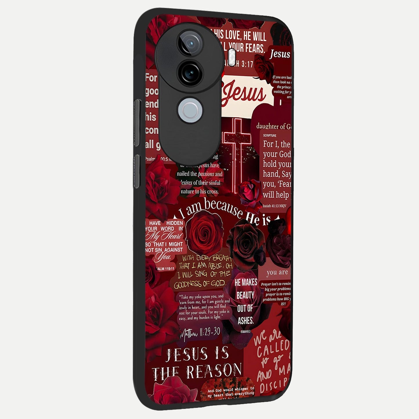 Jesus Love Heals back cover for iQOO Z9s slim fit glass case with vibrant aesthetic design