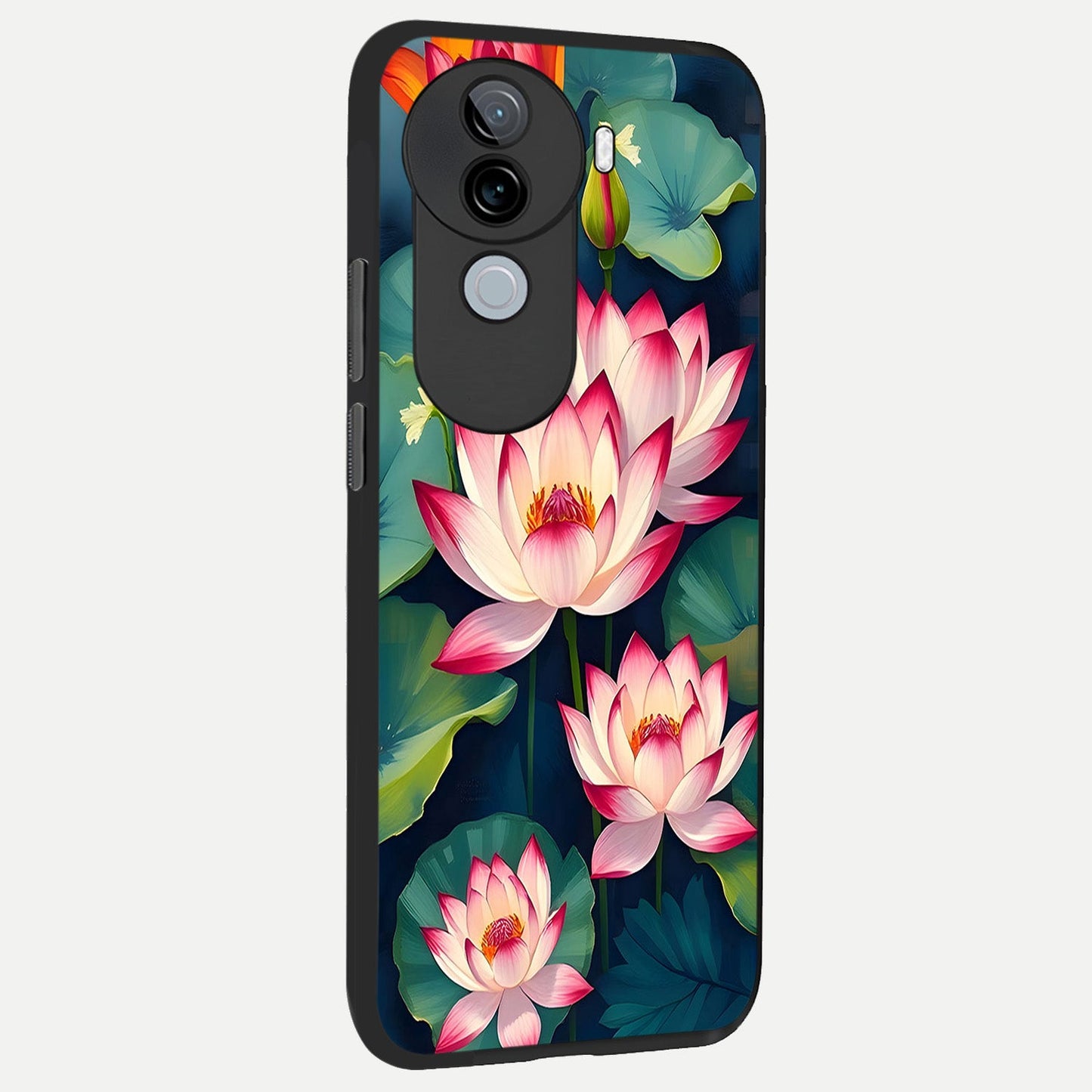 Lotus Dream Serenity back cover for iQOO Z9s slim fit glass case with vibrant aesthetic design