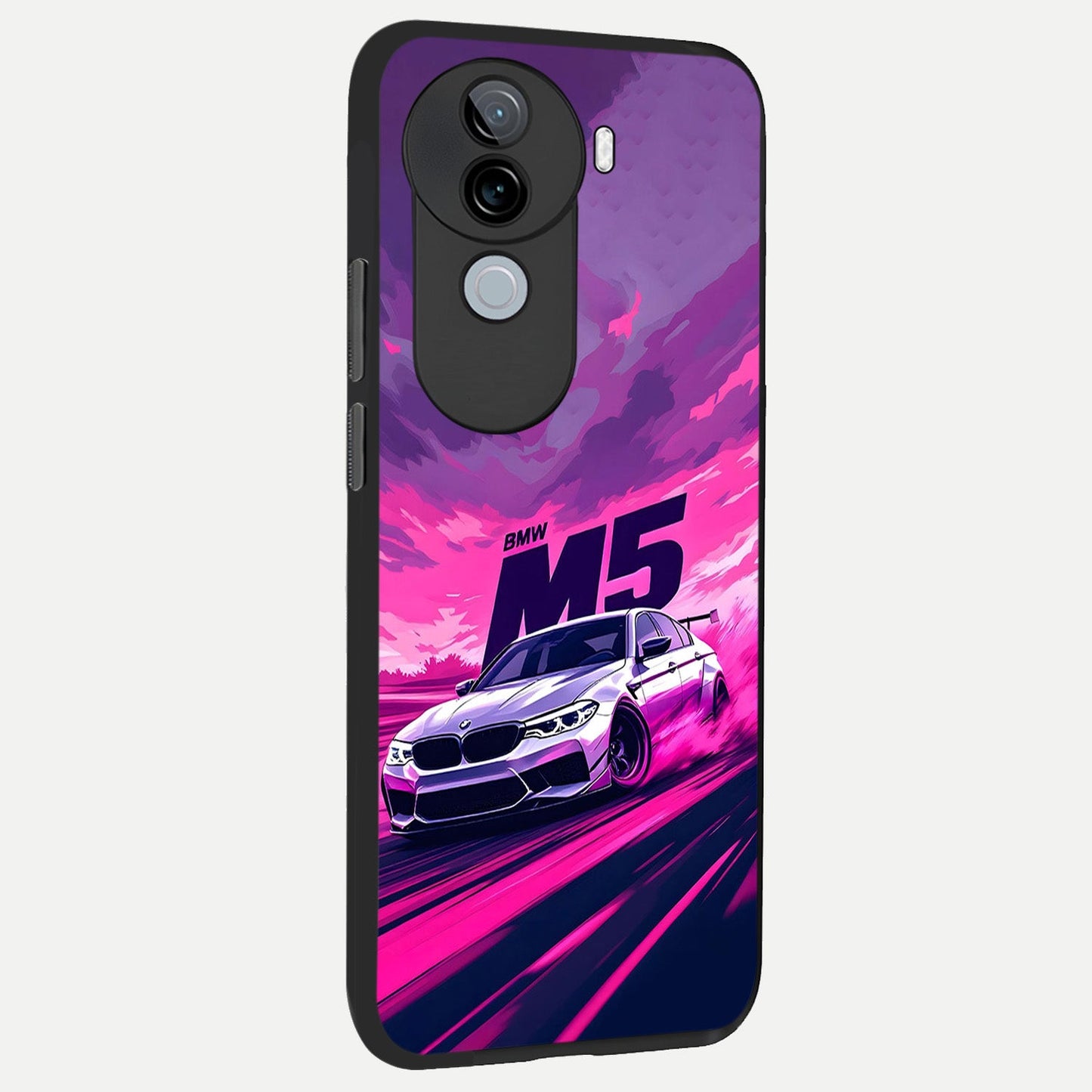 MS Neon Car back cover for iQOO Z9s slim fit glass case with vibrant aesthetic design