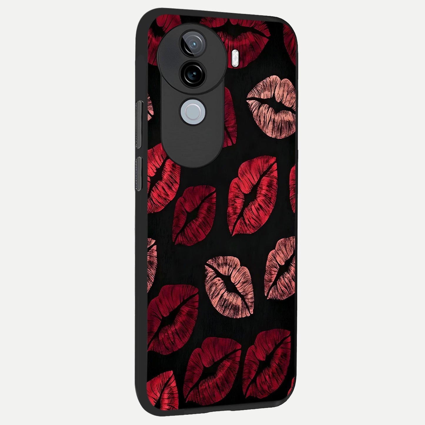 Midnight Kiss Love back cover for iQOO Z9s slim fit glass case with vibrant aesthetic design