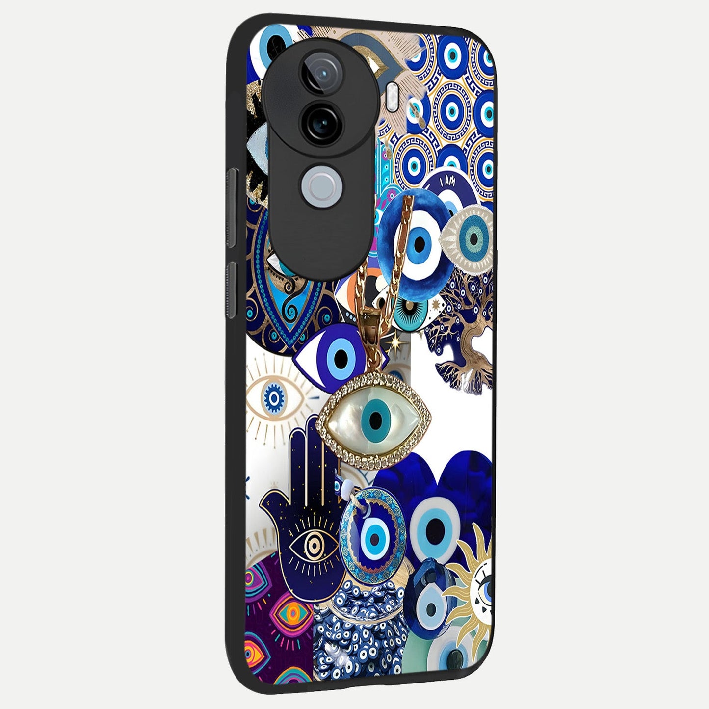 Mystic Charm Eye back cover for iQOO Z9s slim fit glass case with vibrant aesthetic design